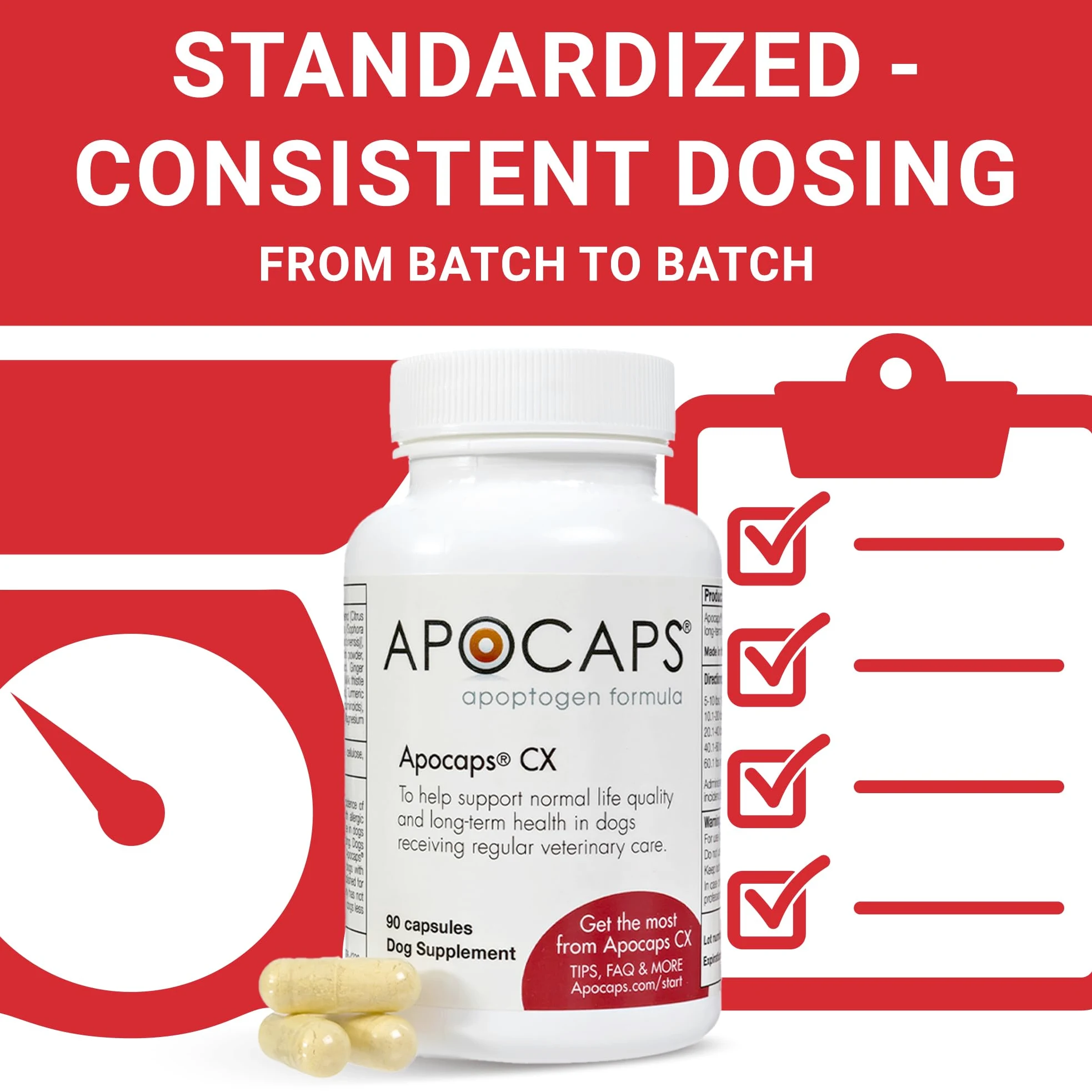 Apocaps CX formula con apoptogeni per cani (90 capsule) – sostiene i normali livelli di apoptosi + ingredienti di grado umano, tra cui bioflavonoidi agrumari, silimarina, curcumina e curcuma