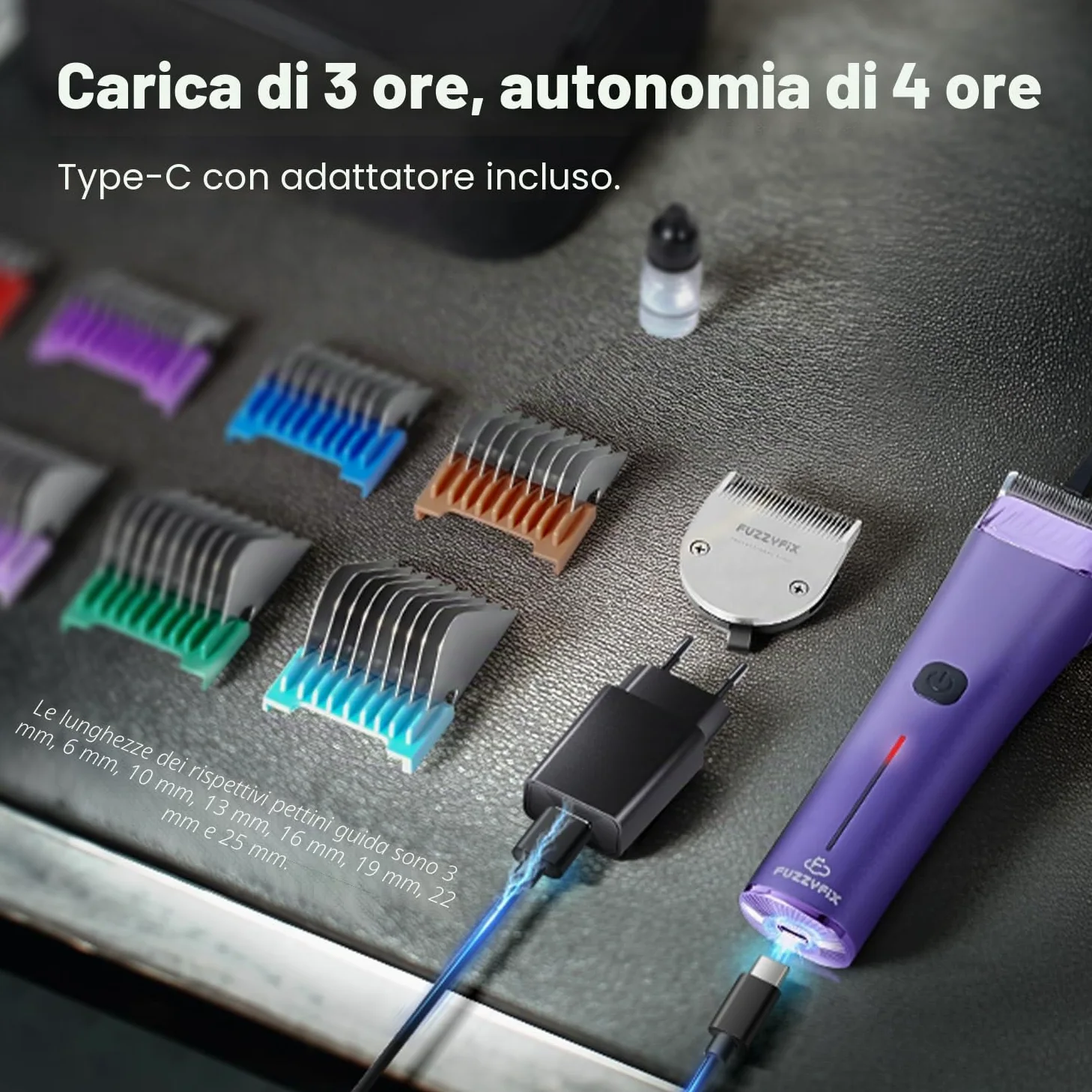 Tosatrice per cani professionale con lama di ricambio, kit per la toelettatura degli animali domestici senza fili con lama regolabile 5 in 1, rifinitore ricaricabile a 2 velocità