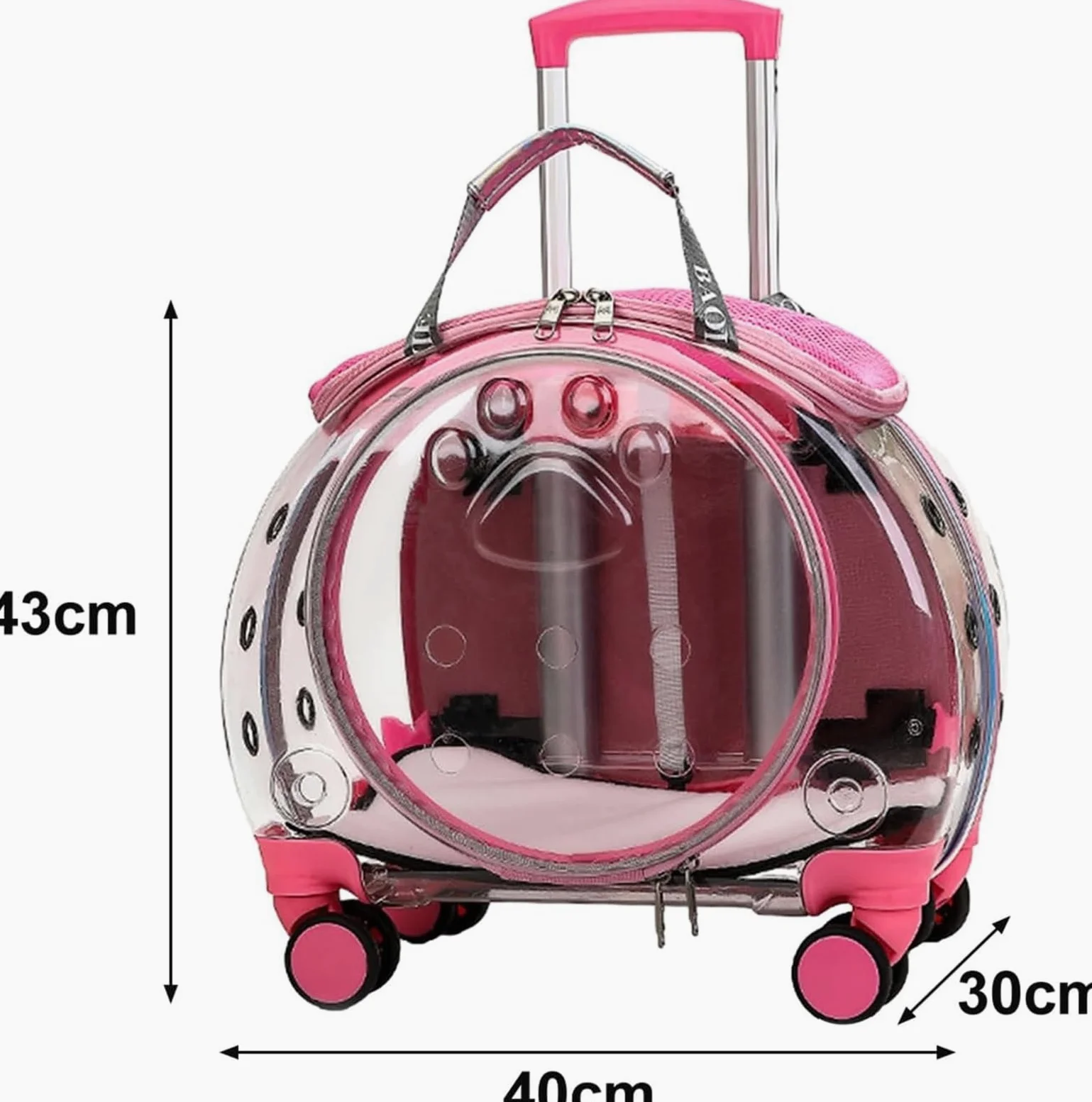 Trasportino per Gatti con Ruote – Zaino Trolley Rigido Trasparente e Traspirante per Gatti e Cani fino a 10 kg, Ruote Silenziose a 360°, Spallacci Rimovibili e Schienale Ventilato(Green)