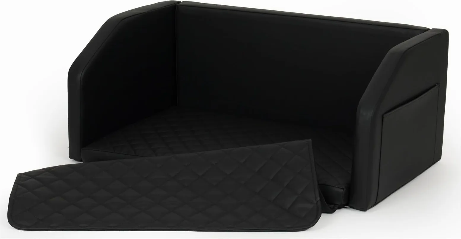 Velinda Trasportino Pieghevole per Cani Bagagliaio Auto Materasso Cintura 90x55 cm (Colore: Nero)