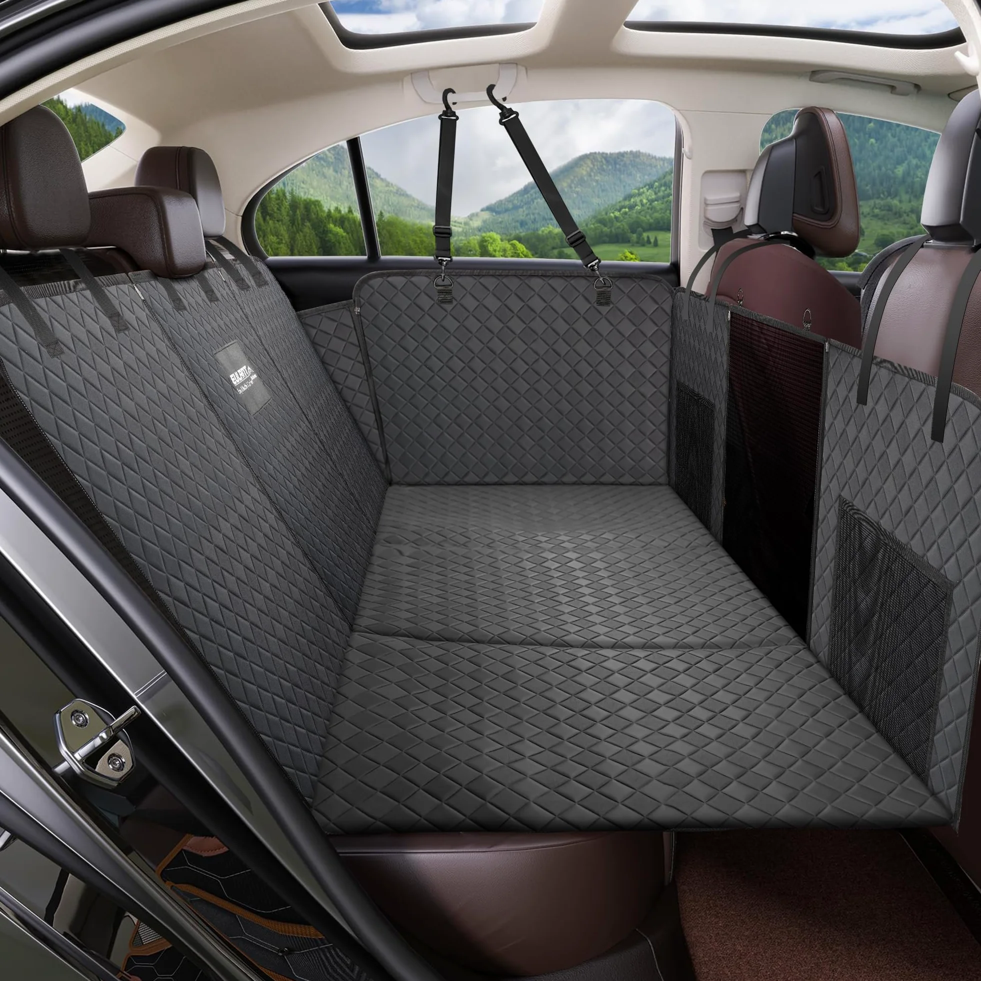 EULANT Coprisedile Auto per Cani con Fondo Rigidi, Robusto Estensore Sedile Posteriore, Divisorio per SUV MPV, Antigraffio e Impermeabile, Carico 200kg