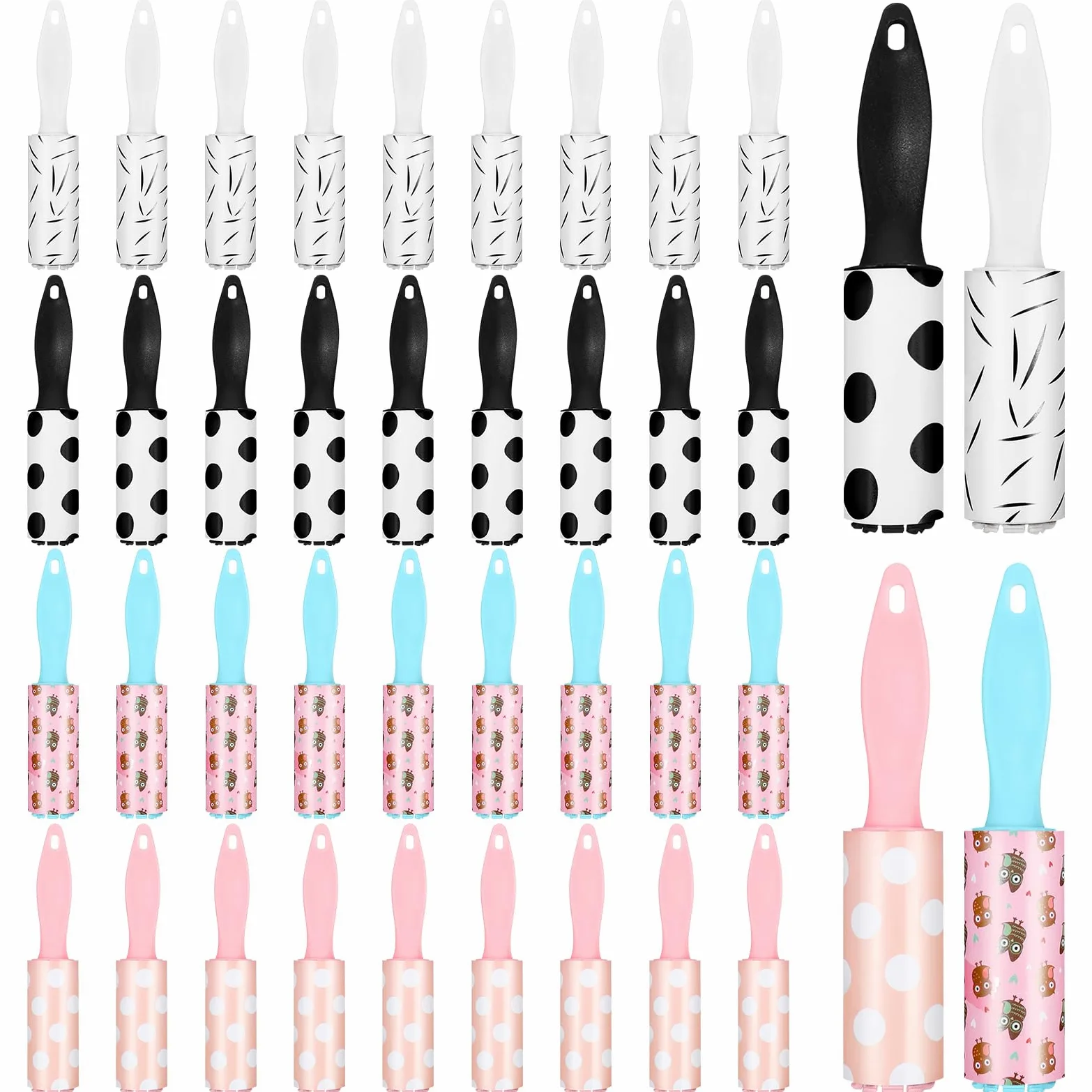 40 mini rulli per pelucchi da viaggio, piccolo rullo per pelucchi da viaggio, con 30 fogli ciascuno, compatto e portatile per peli di animali domestici, vestiti, mobili, interni auto, 15 x 3 cm