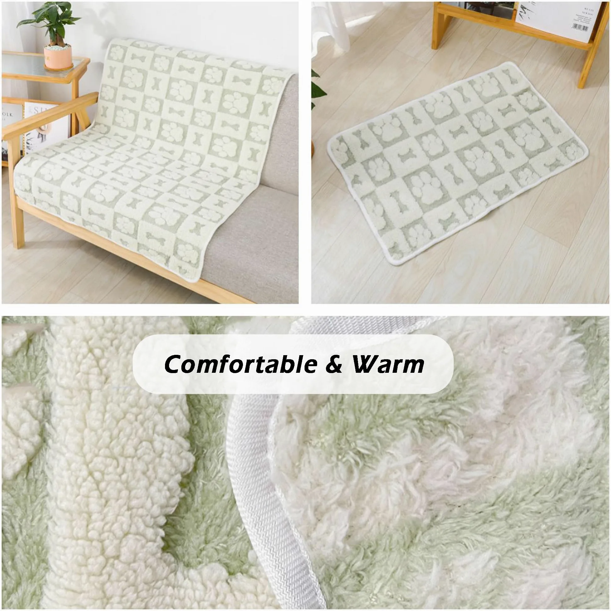 Confezione da 2 coperte calmanti per animali domestici, lavabili, per gatti e cani, con stampa di zampe, coperte calmanti per cani e gatti, coperte per cuccioli (160 x 100 cm, verde)