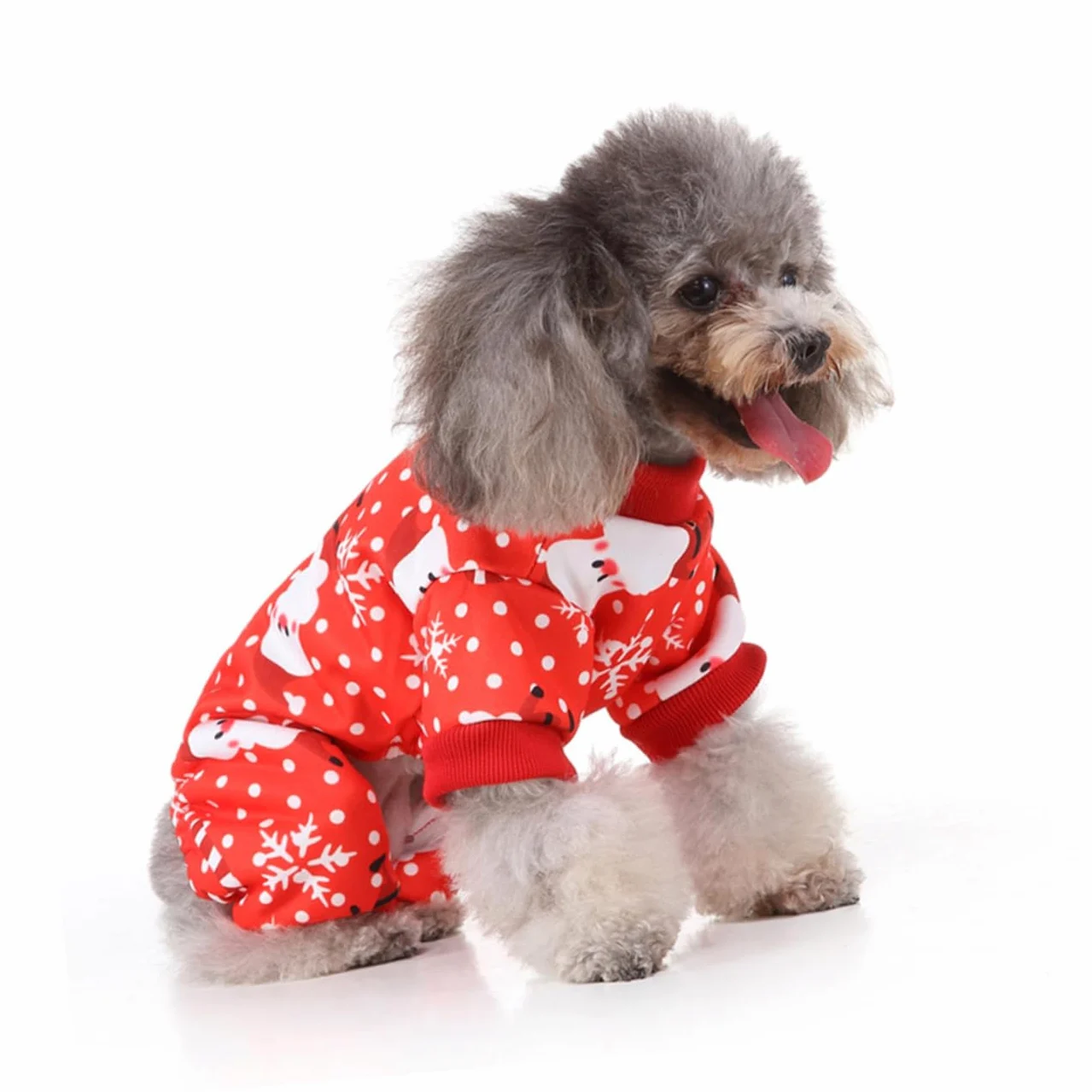 HMJGDHX 2 Pezzi Vestito Natalizio per Cani Tuta Invernale per Animali Domestici Design Confortevole Vestiti per Animali Domestici Rossi per la Stagione Fredda