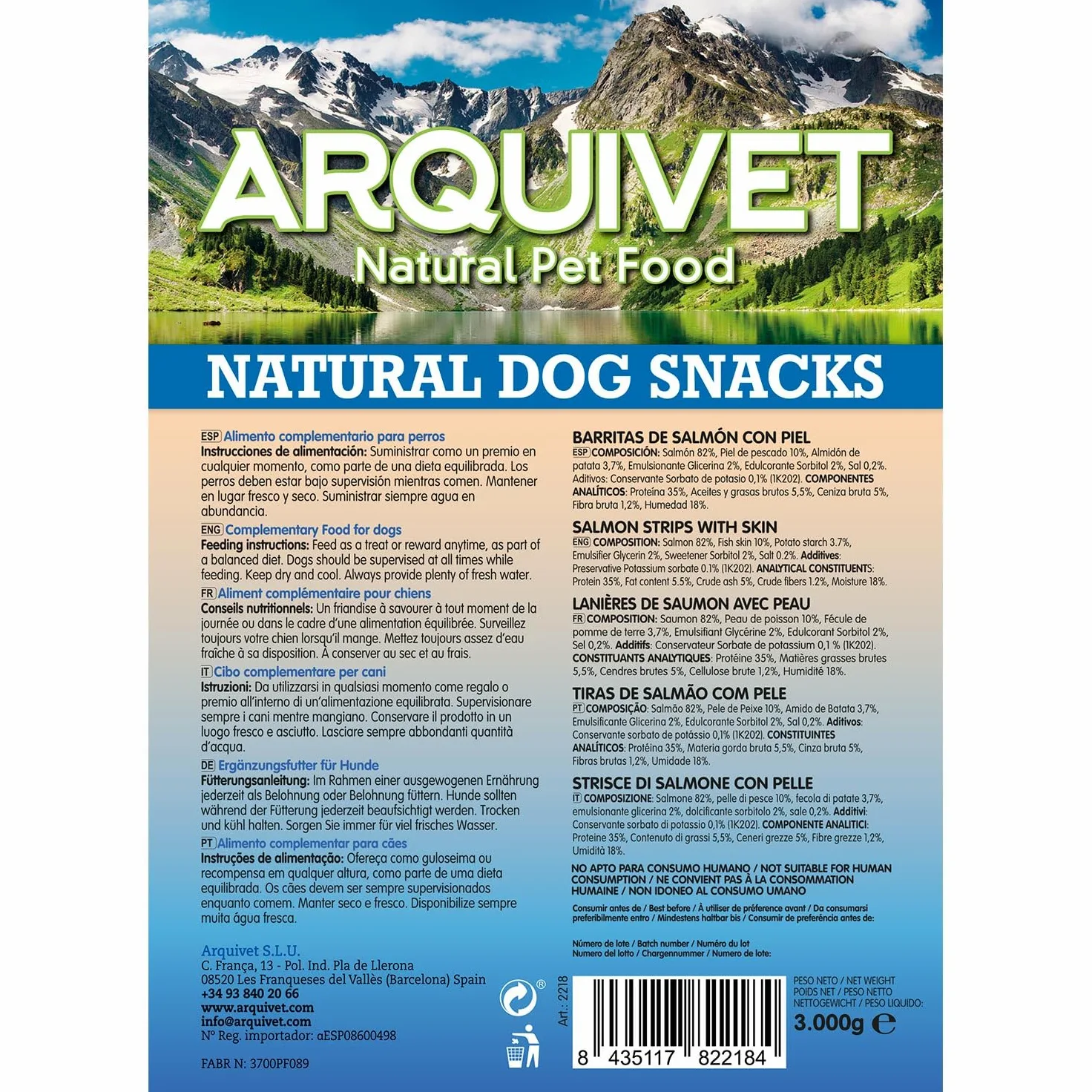 Barrette di salmone con pelle (Sfuso - 3 Kg) - Snack naturali per cani