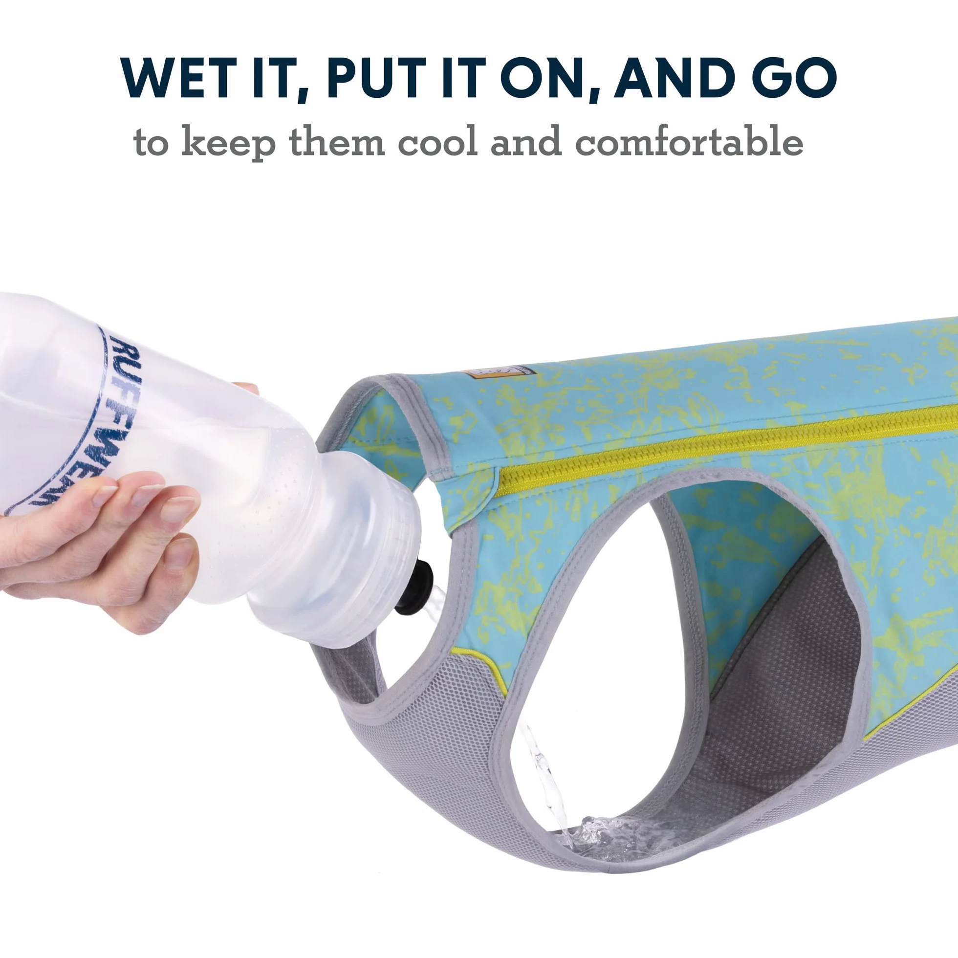 RUFFWEAR Gilet per cani con cerniera, copertura di raffreddamento con pettorina e portale di piombo, SPF 50+ protezione solare per mantenere gli animali freschi, blu nebbia (X-Small, 43-56 cm)