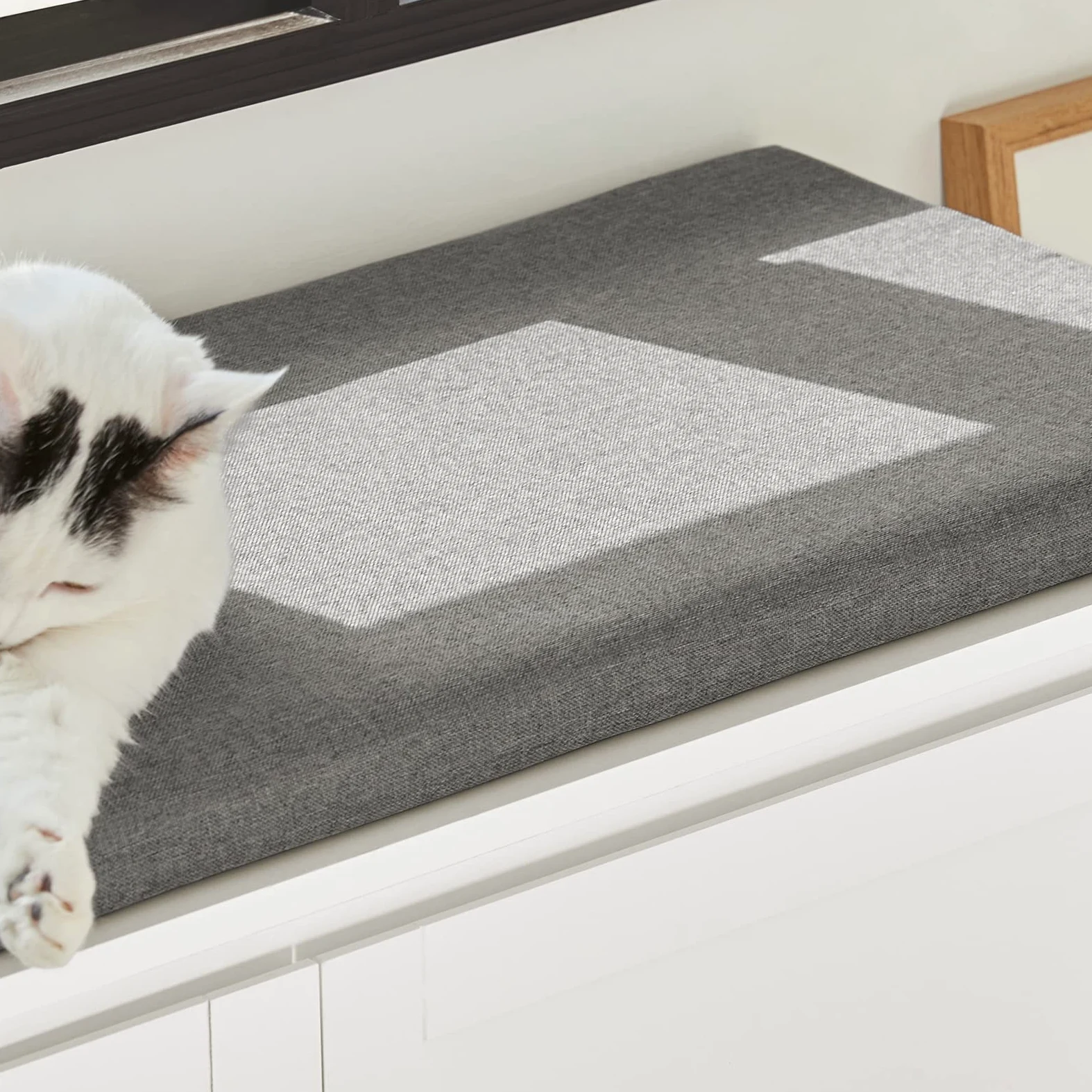SoBuy Cuccia per gatti con ciotola per gatti in acciaio Inossidabile Panca con seduta Casetta per gatti Bianco 90x36x44cm FSR136-W