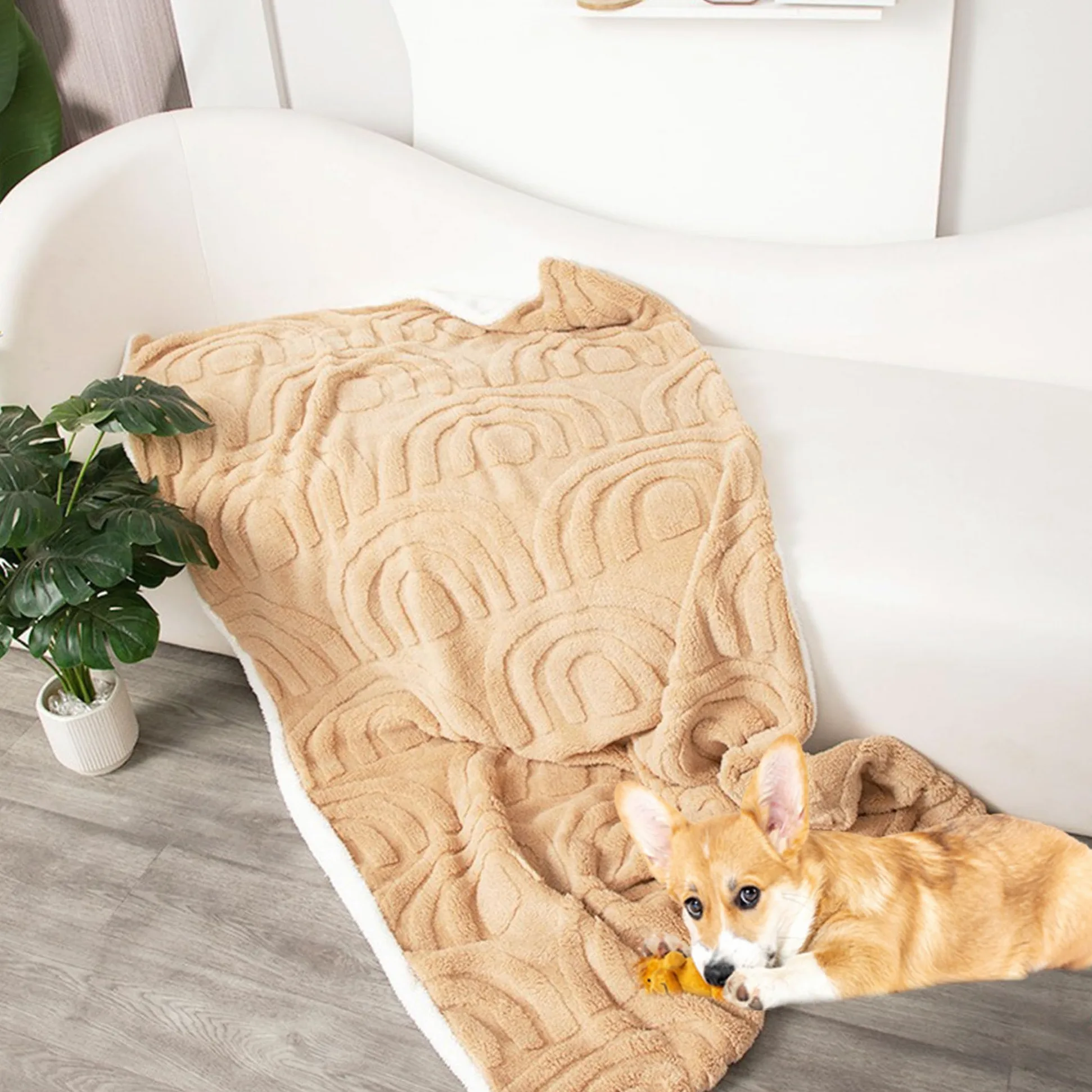 Coperta per animali domestici grande, versatile per cani, gatti e gatti, coperta calmante per letto, divano, lavabile in lavatrice, coperta per animali domestici (grigio chiaro, 180 x 160 cm)
