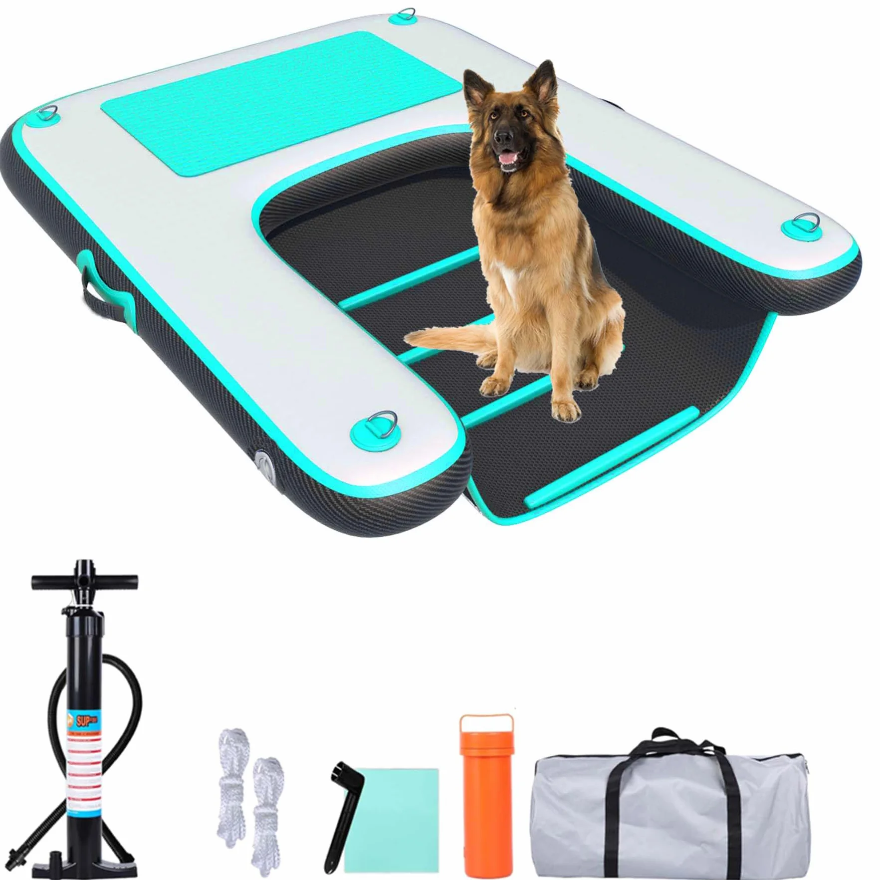 HEYLIFE Rampa Gonfiabile Per Cani cancelletti e Rampe Inflatable Dog Water Pool Ramp Per Piscina Fino a 100 kg Green 120x90x10cm