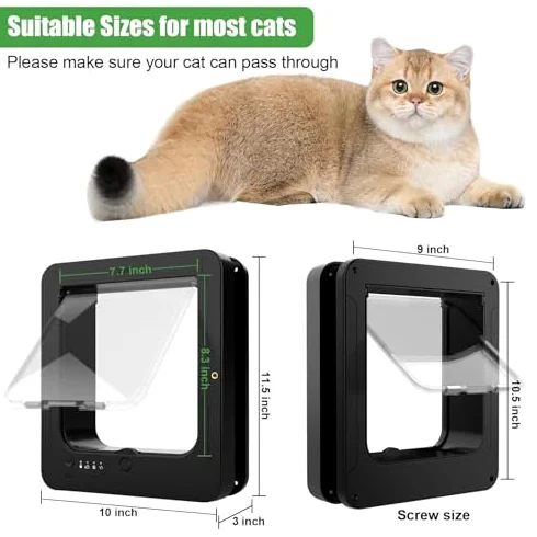 Sportello automatico per animali domestici con microchip, accesso selettivo, telecomando, sistema di chiusura, sportello elettronico intelligente per cani e gatti, impermeabile, resistente alle inte