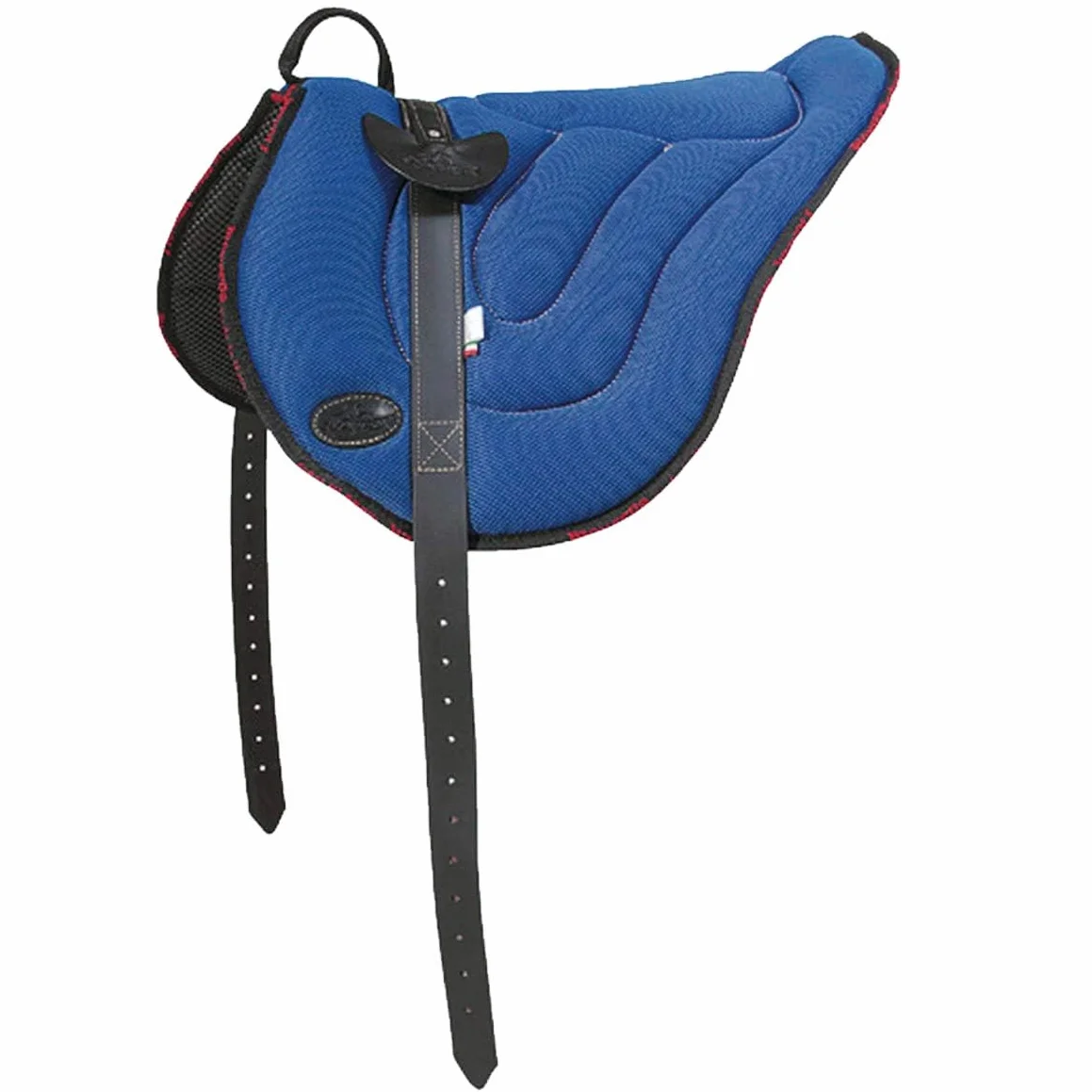 PIONEER Sella Cavallo in Air Mesh Resistente e Traspirante per Monta Naturale, Sella Equitazione Made in Italy Comfort, Bareback Sagomato 53x45cm con Sottopancia Equitazione in Neoprene - Nero