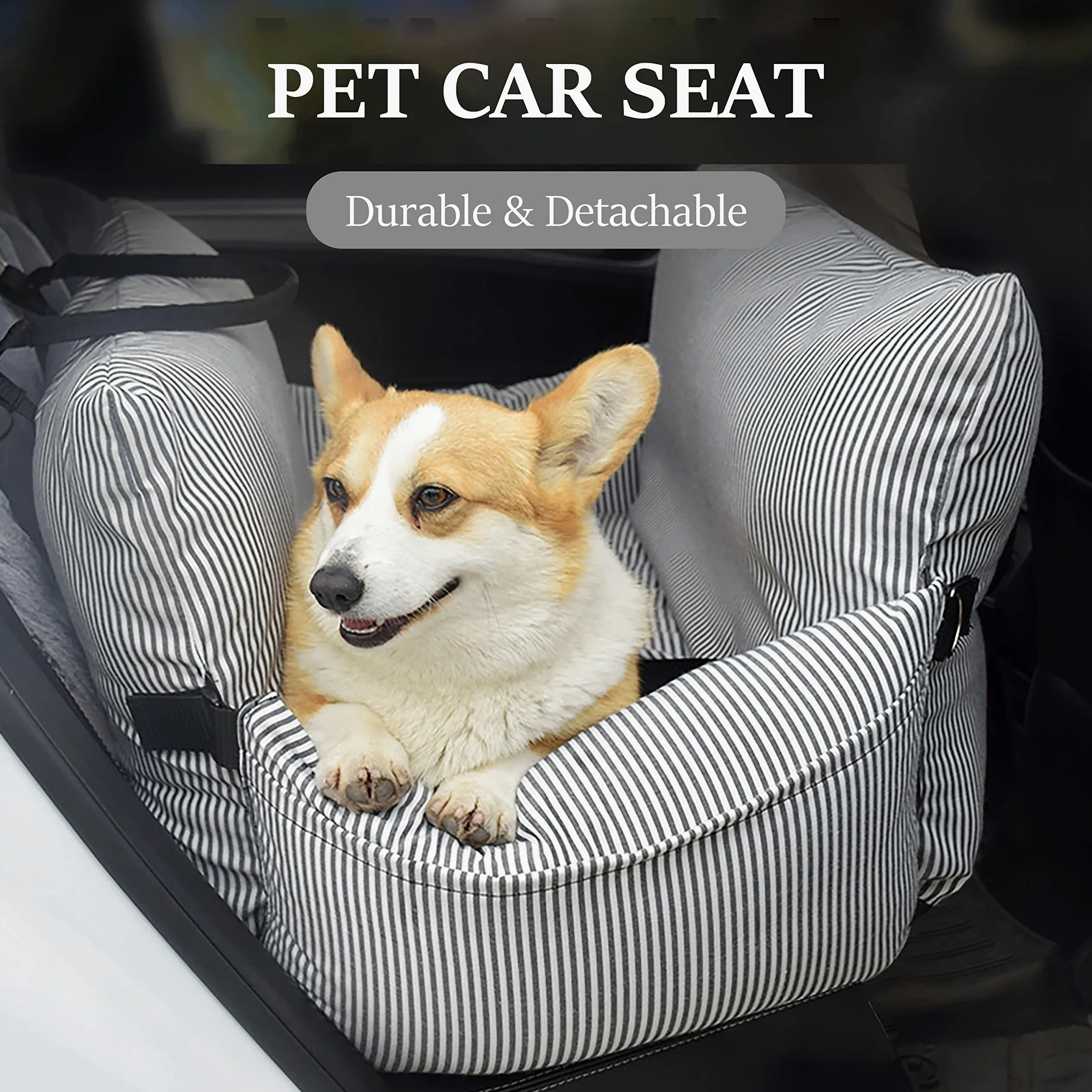 Johnear Seggiolino auto per cani medi 2 in 1 letto per cani con 2 tasche, adatto fino a 30 kg per animali domestici, borsa per il trasporto con guinzaglio di sicurezza