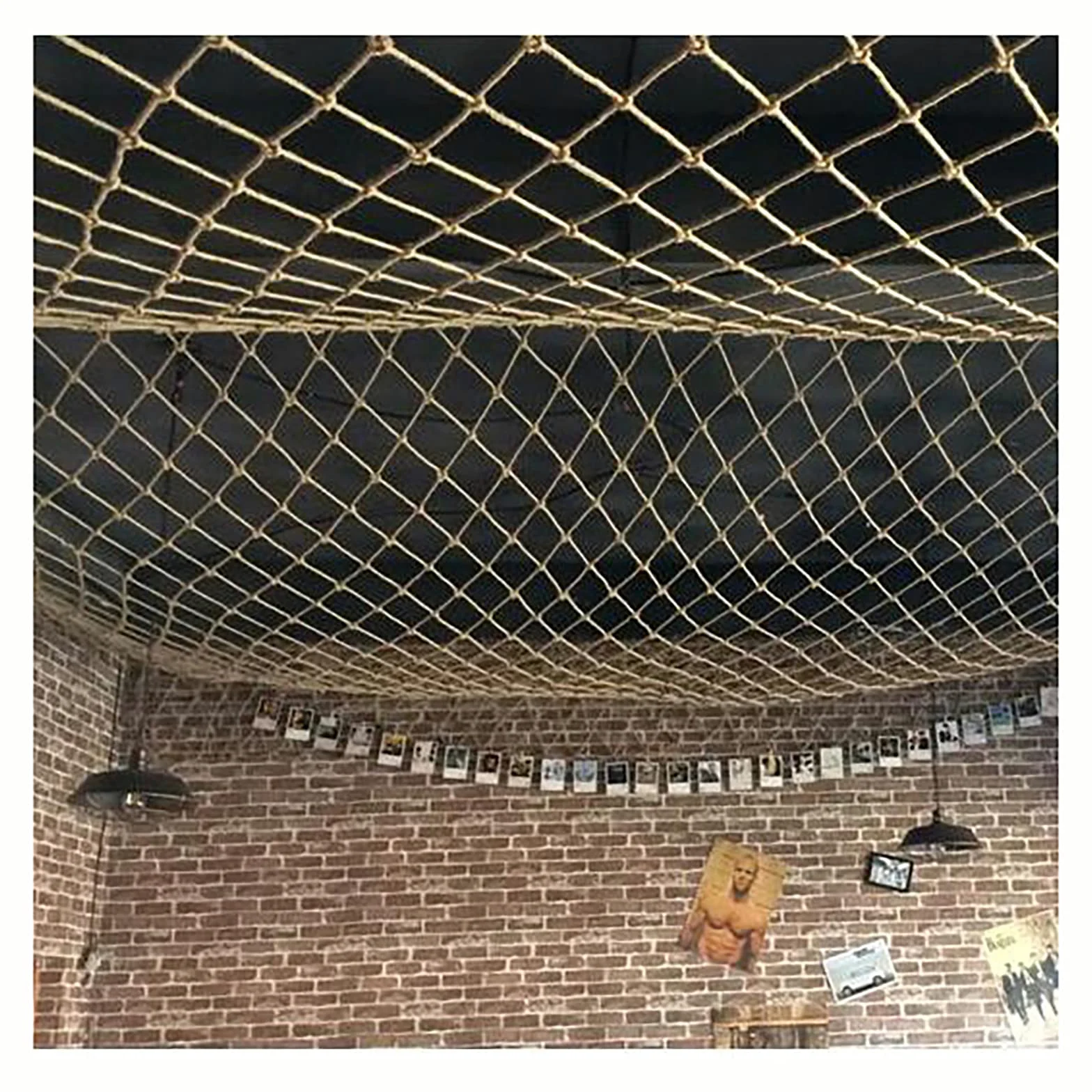 Rete da arrampicata all'aperto per bambini e adulti, rete di sicurezza anticaduta con scala in corda di carico, 6 mm, rete in iuta e canapa (dimensioni: 3 x 5 m)