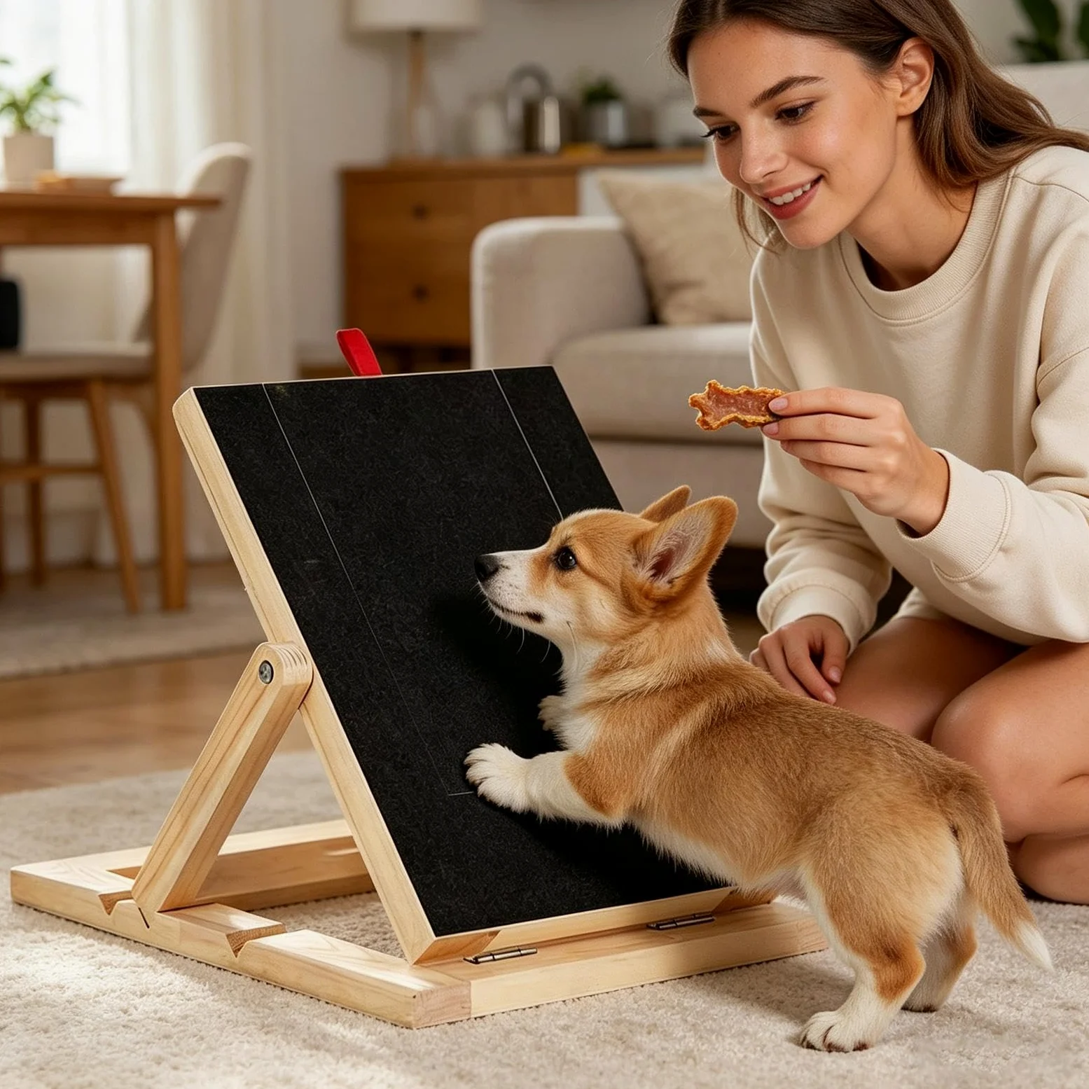 Tavoletta Abrasiva Unghie Cane Limatore per unghie in legno | Con cassetto snack tappetino graffiante cane Addestramento interattivo cuccioli razze piccole medie grandi e angolo casa