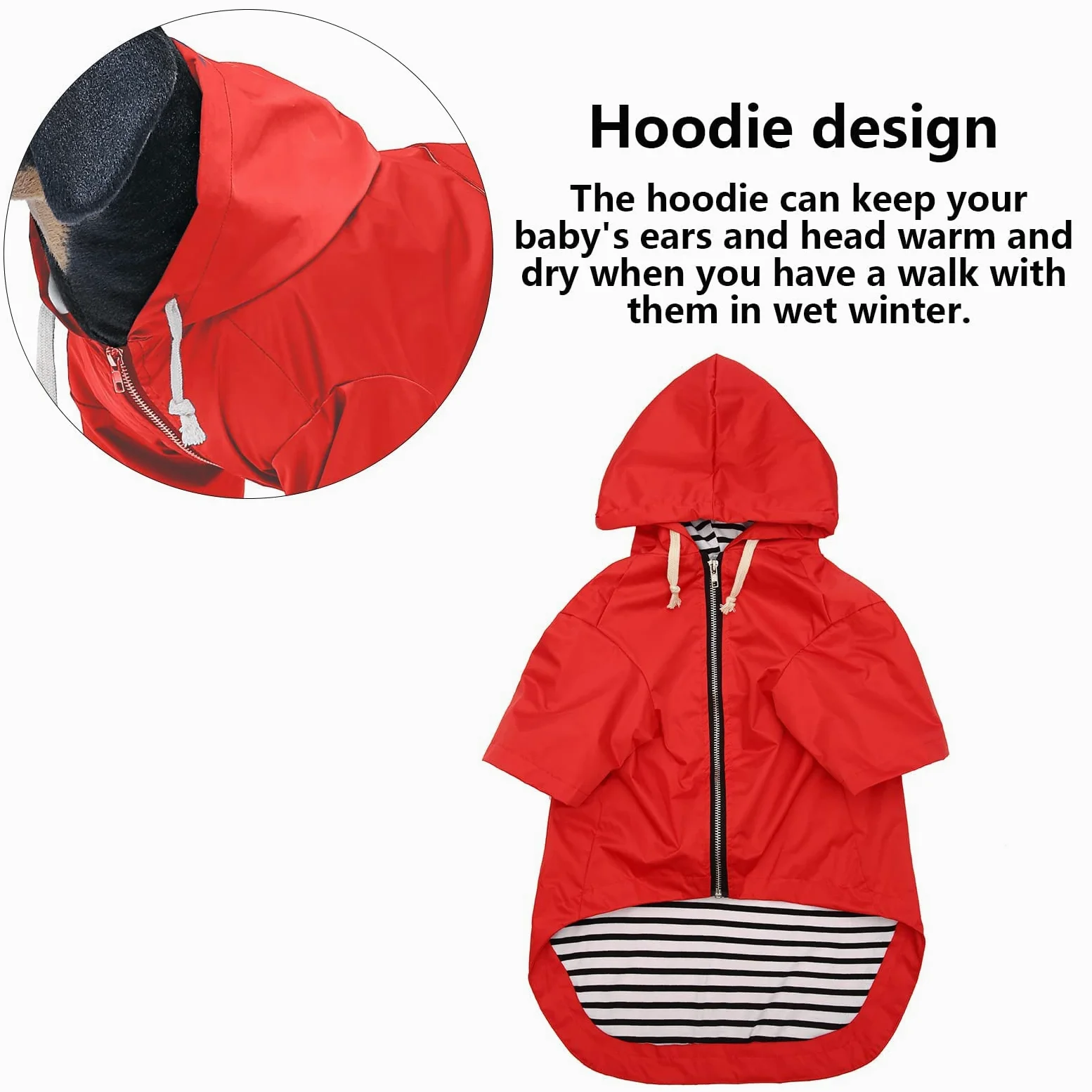 Impermeabile per Cani con Cappuccio, Impermeabile/Pioggia, Coulisse Regolabile, Design Tascabile, Elegante Impermeabile per Cani di Alta qualità (Red X)