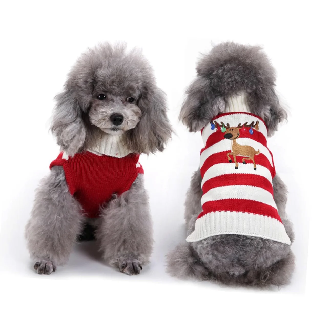 Mipcase 3 Pz Maglione per Cani Christmas Sweater Pullover Natalizio Maglioncini Cane Maglioni Cane Vestiti per Cani di Piccola Taglia Vestito Natalizio da Gatto Costumi per Cani Rosso