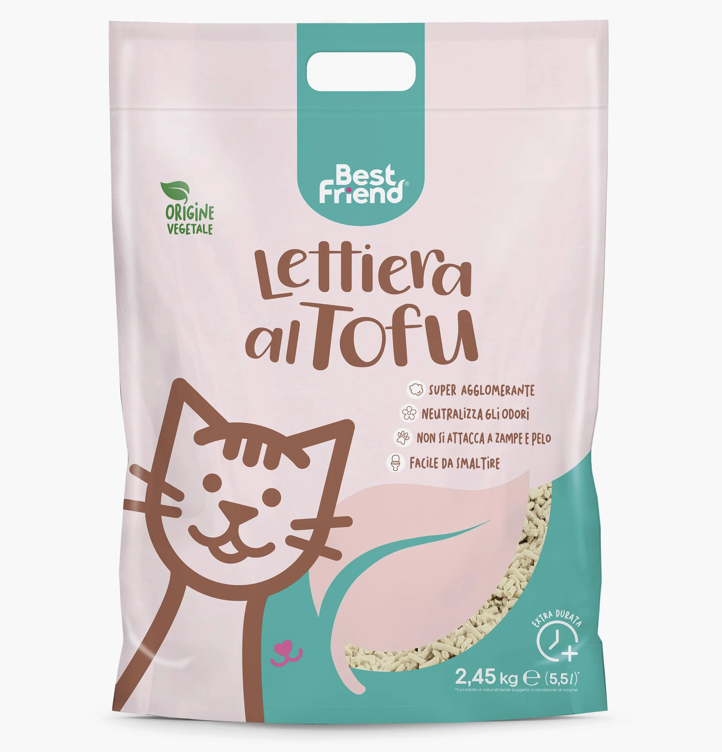 Best Friend - lettiera per gatti al tofu da 5,5 l Agglomerante e Vegetale. Fino a 30 giorni di utilizzo. Si smaltisce nell'organico o nel wc. Sabbia gatti anti odore Classica,