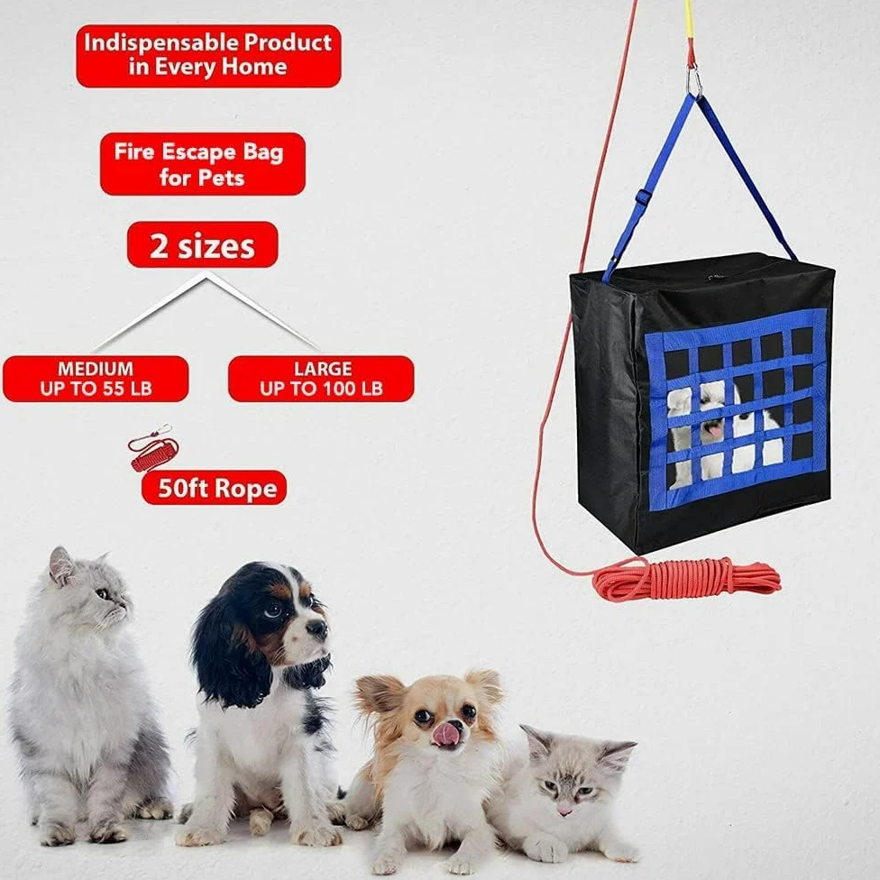 Borsa antincendio per animali domestici - Grande fino a 40,8 kg - Kit di evacuazione per animali domestici - Trasportino di emergenza per