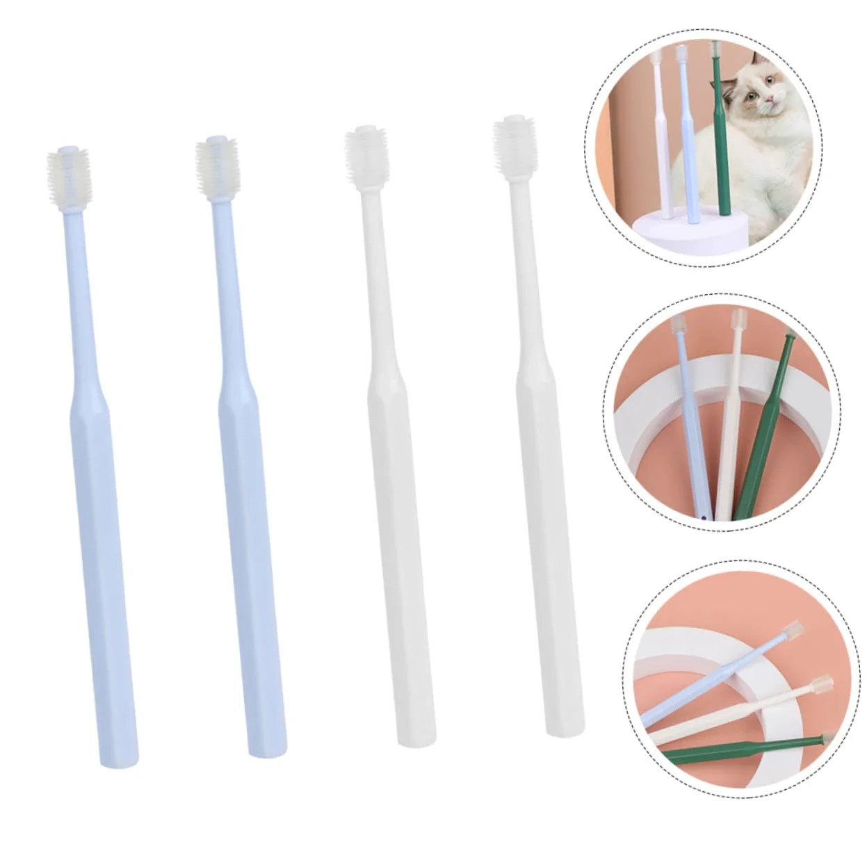 minkissy 12 Pezzi Spazzolino Da Denti Spazzolino Da Denti Per Animali Domestici Cucciolo Di Cura Dentale Spazzola Per La Pulizia Denti Dell'Animale Domestico Pulitore Per La Lingua Del