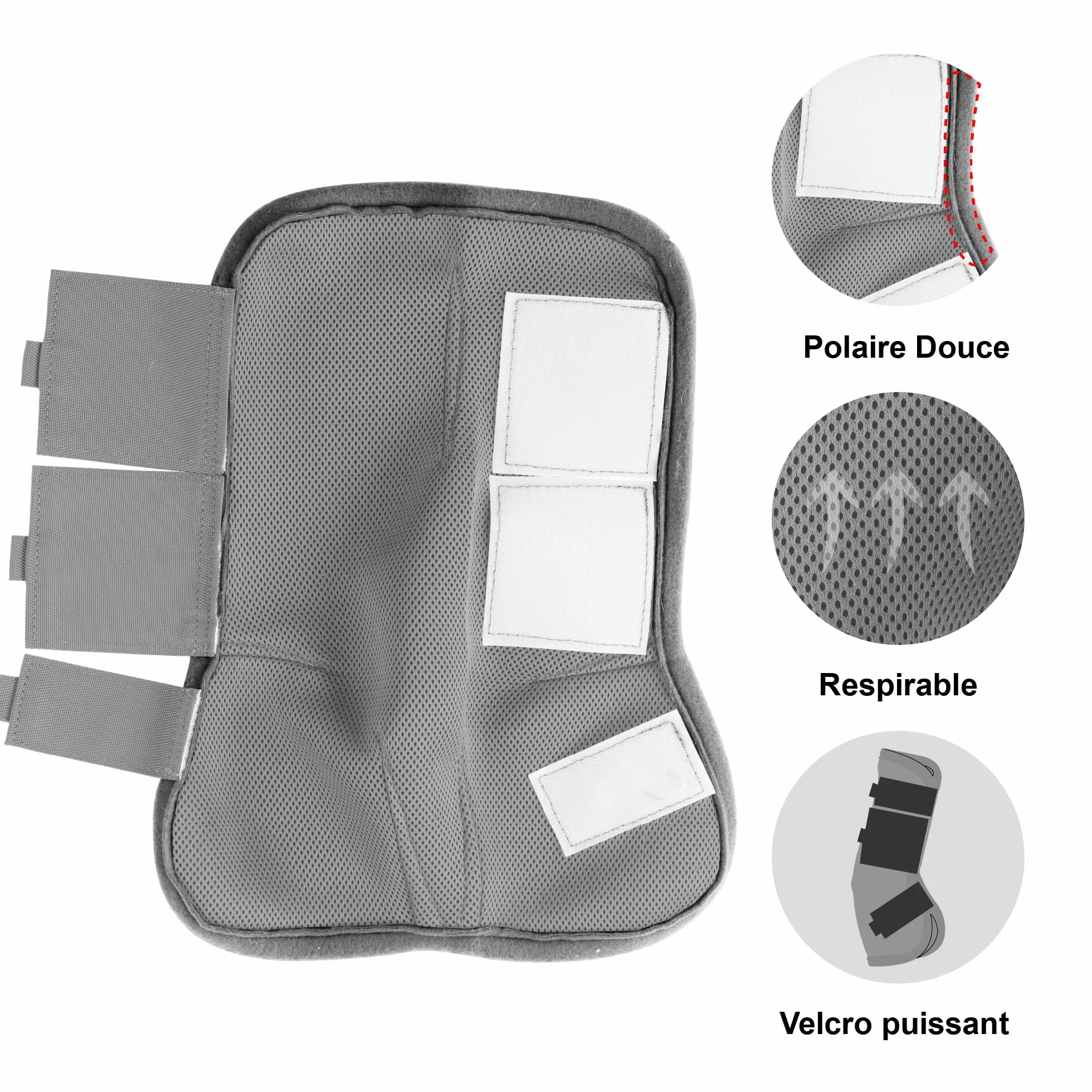 Ghette anti-mosche per cavalli, set di 4 pezzi, riducono i colpi di zampe, velcros rinforzati, rete traspirante, non sfregano, per pascolo e stalla, grigio largo