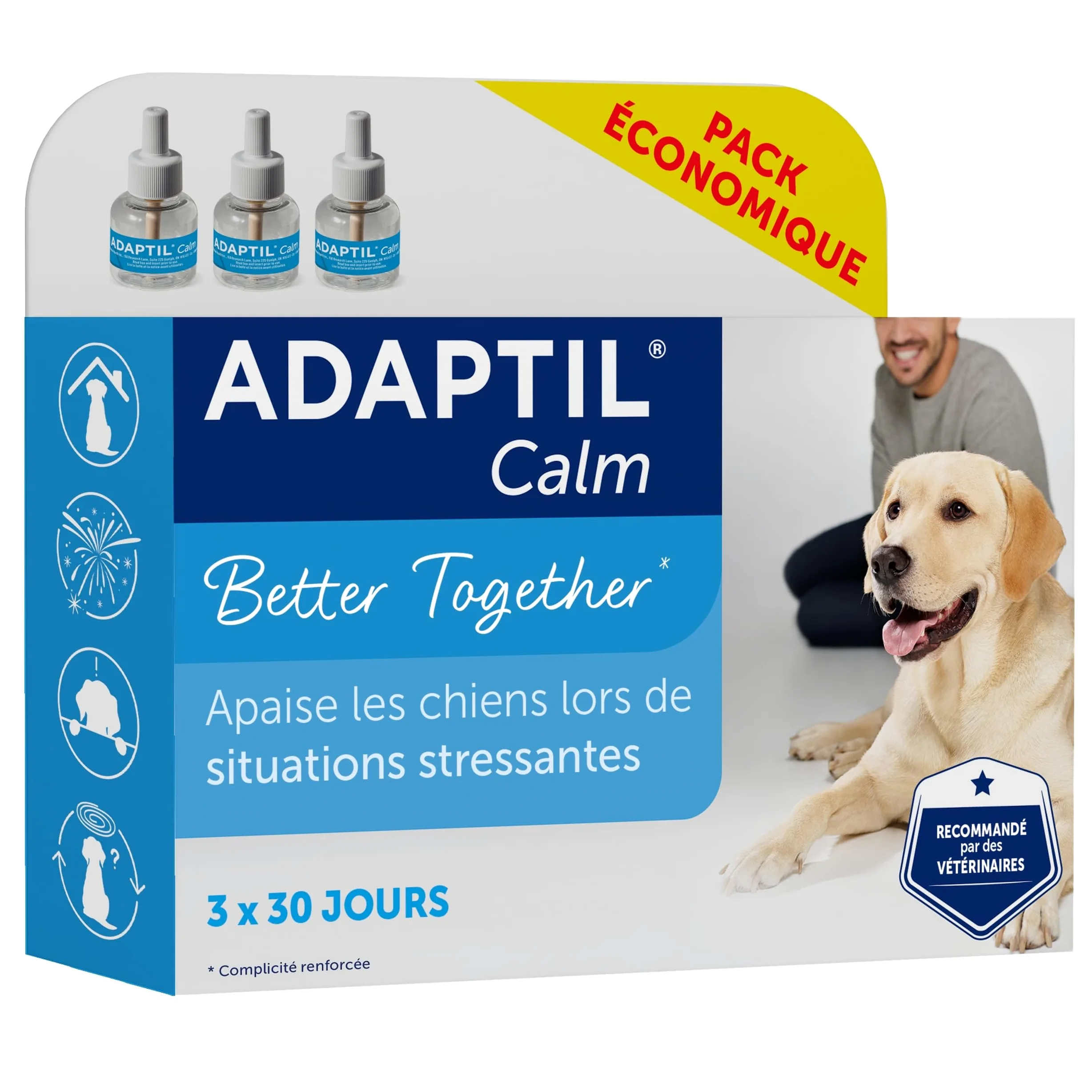 ADAPTIL Calm 30 Day Refill x 3, Aiuta Il Cane a Far Fronte a Problemi comportamentali e sfide di Vita, 48 ml x 3