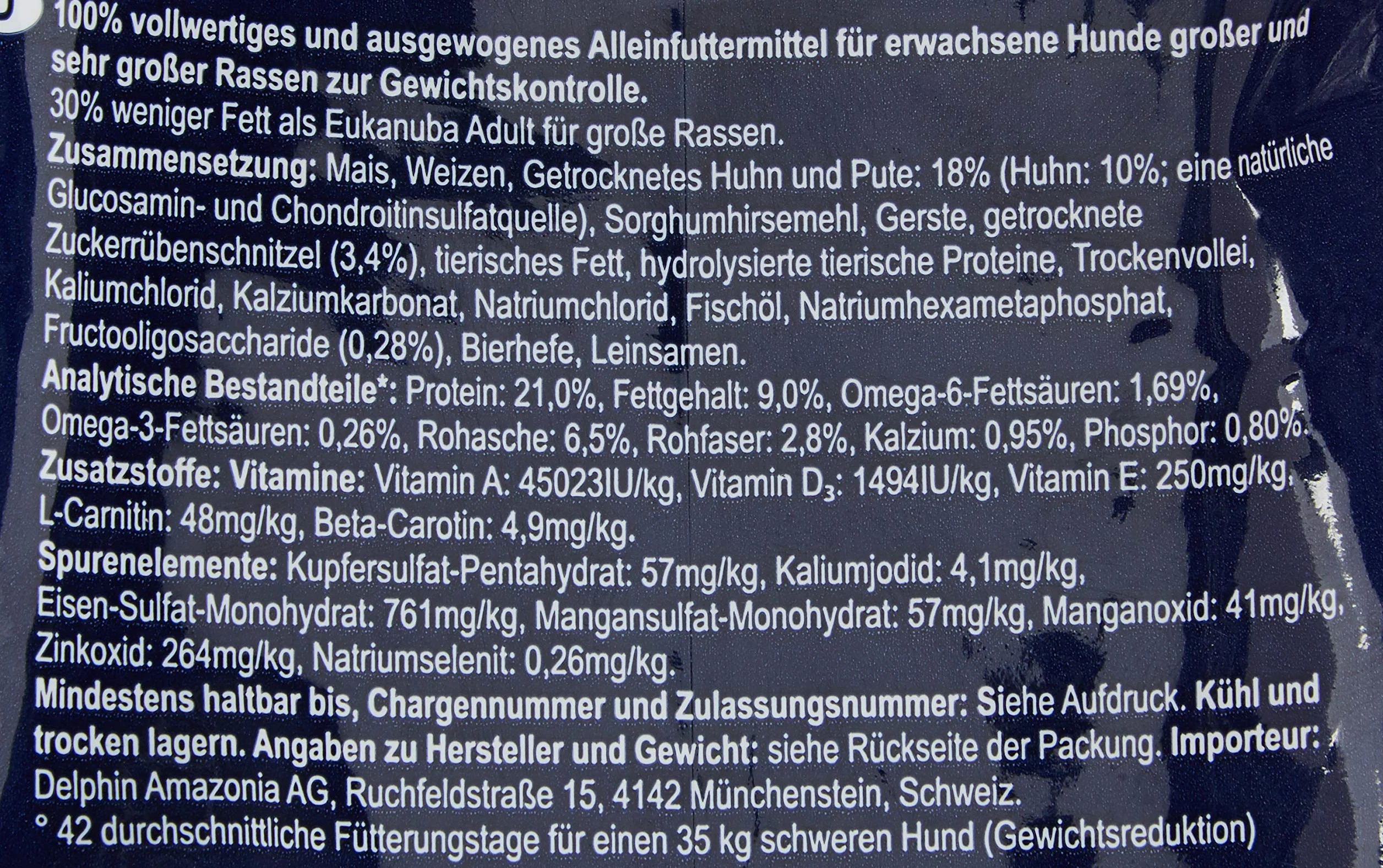 Eukanuba Weight Control - Alimento Completo per il Controllo del Peso di Cani Adulti di Taglia Grande (1-7 Anni), Crocchette al Pollo - 12 Kg