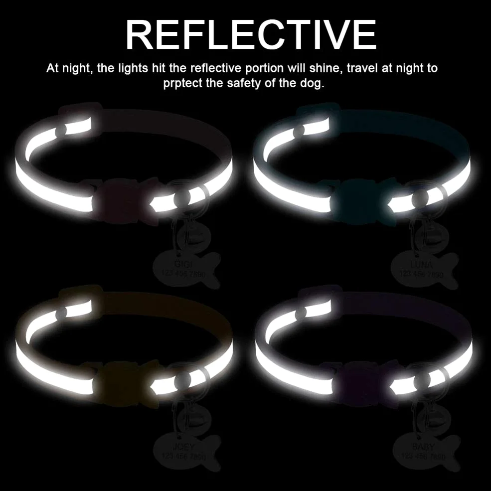 Collare di sicurezza per cuccioli di gatto, a sgancio rapido, con targhetta identificativa e campanellino personalizzabile, XS, Raissa metallizzate