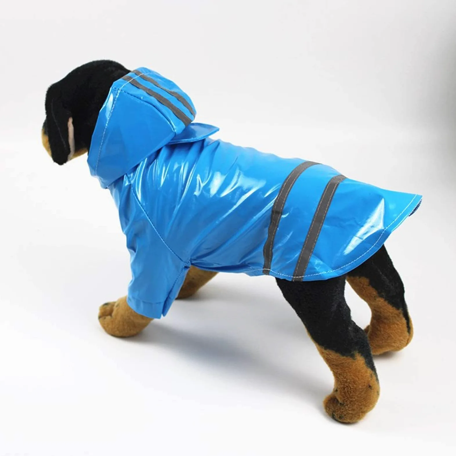 Impermeabile per cani, cappotto per cani da compagnia alto impermeabile e traspirante con cappuccio, impermeabile leggero con catarifrangenti cani di piccola e media taglia (blu,) (Blue L (Pack of 1))