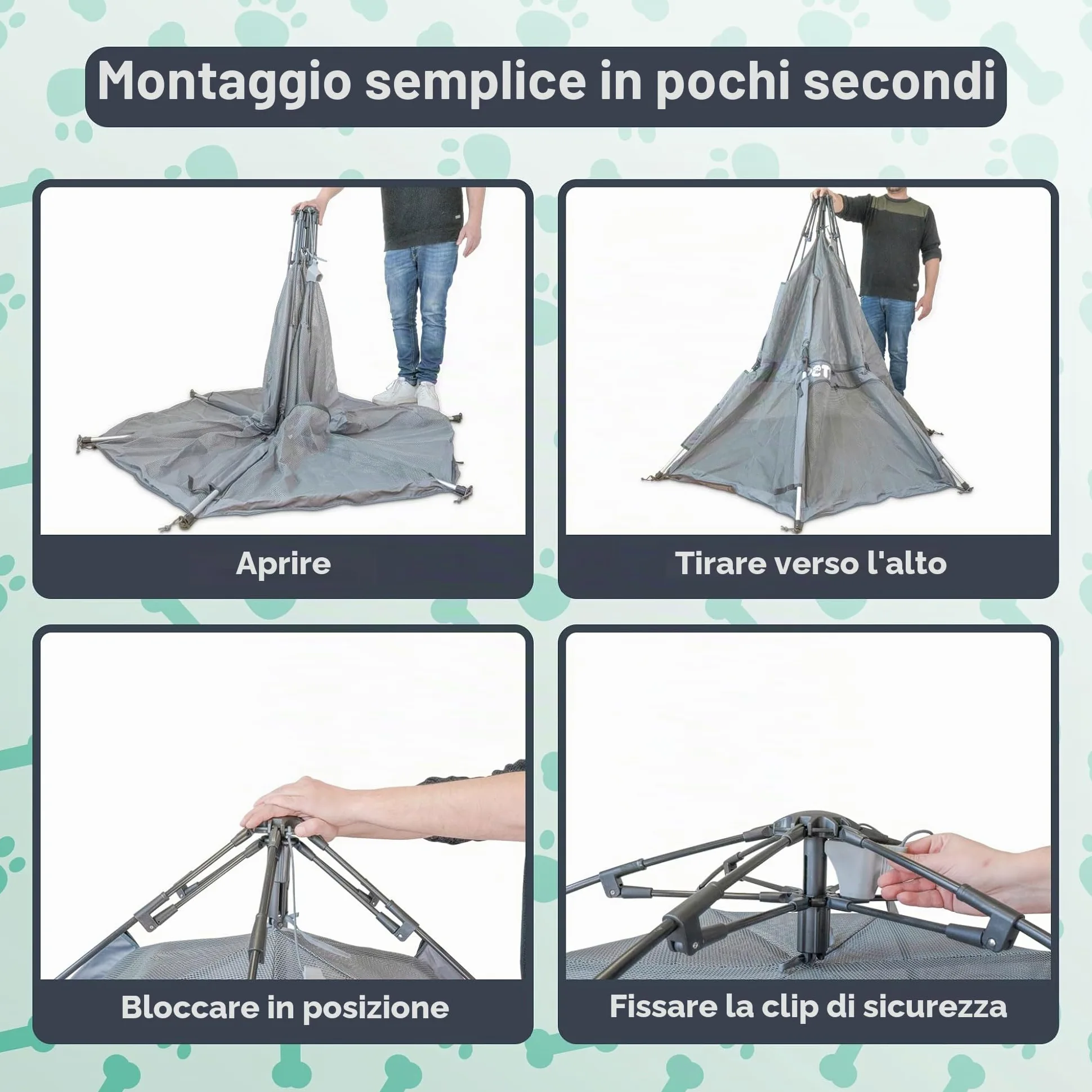 PETY Set box per cani – 150 x 100 cm tenda mobile per cani con borsa per il trasporto, tetto UV e tappetino – recinto per animali domestici e interni – accessori da viaggio per il campeggio –