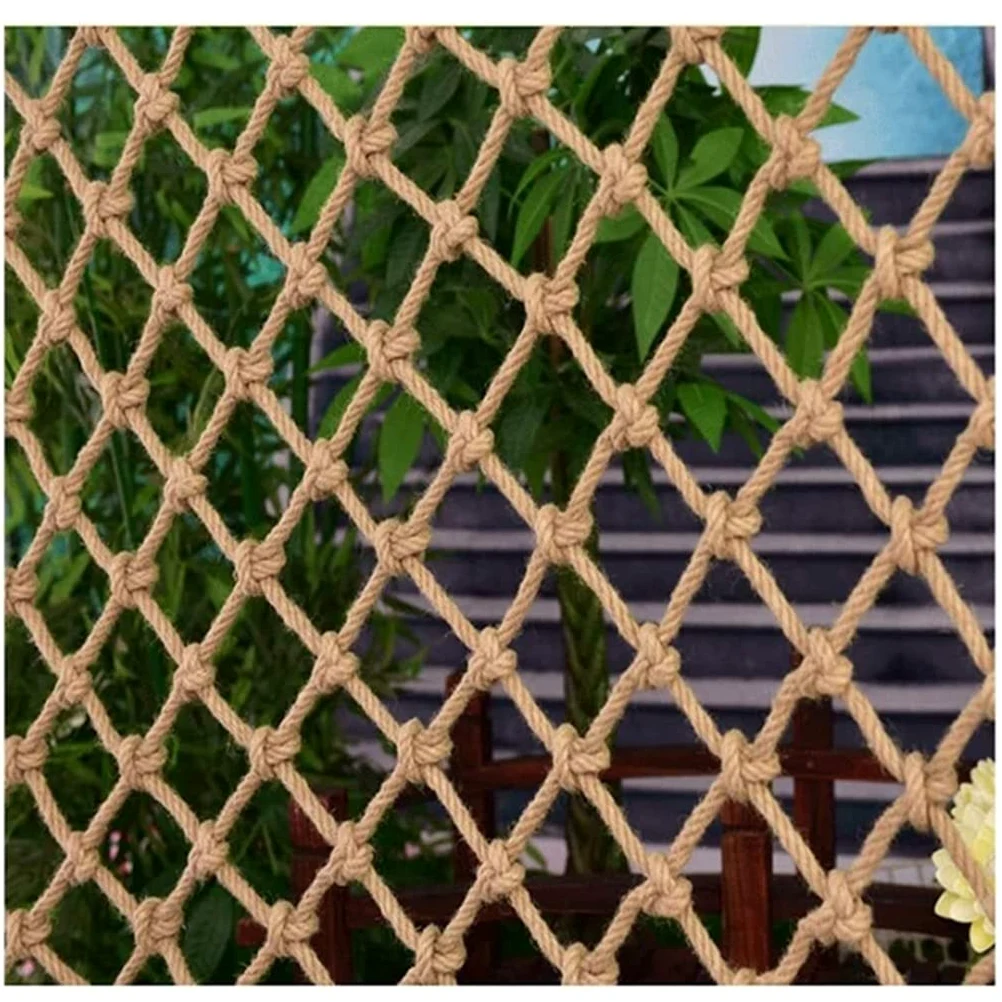 Generico Rete di Sicurezza per Arrampicata per Bambini - Spago di Iuta Decorativo per Allenamento all'aperto, Spessore 8 mm, 1x4 m (3,28x13,12 Piedi) - Ideale per Aree Gioco e Decorazioni murali di s