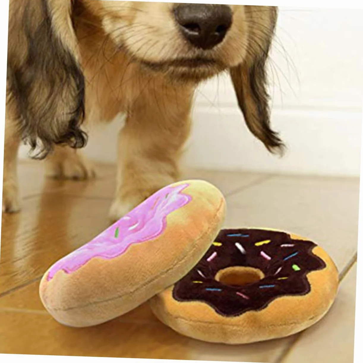 Housoutil 2 Set Di Giocattoli Da Masticare Per Cani Peluche Ciambelle Giocattolo Squittente Per Trattare I Cani 3 Pezzi * 2