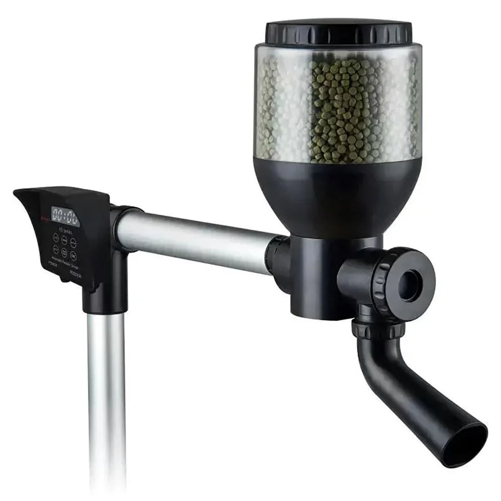 TsoLay Mangiatoia Automatica per Pesci, Dispenser Automatico per Mangime per Pesci da 5,5 L con Controller Display LCD, Design Impermeabile, Alimentazione Temporizzata e Razionata, per Laghetto