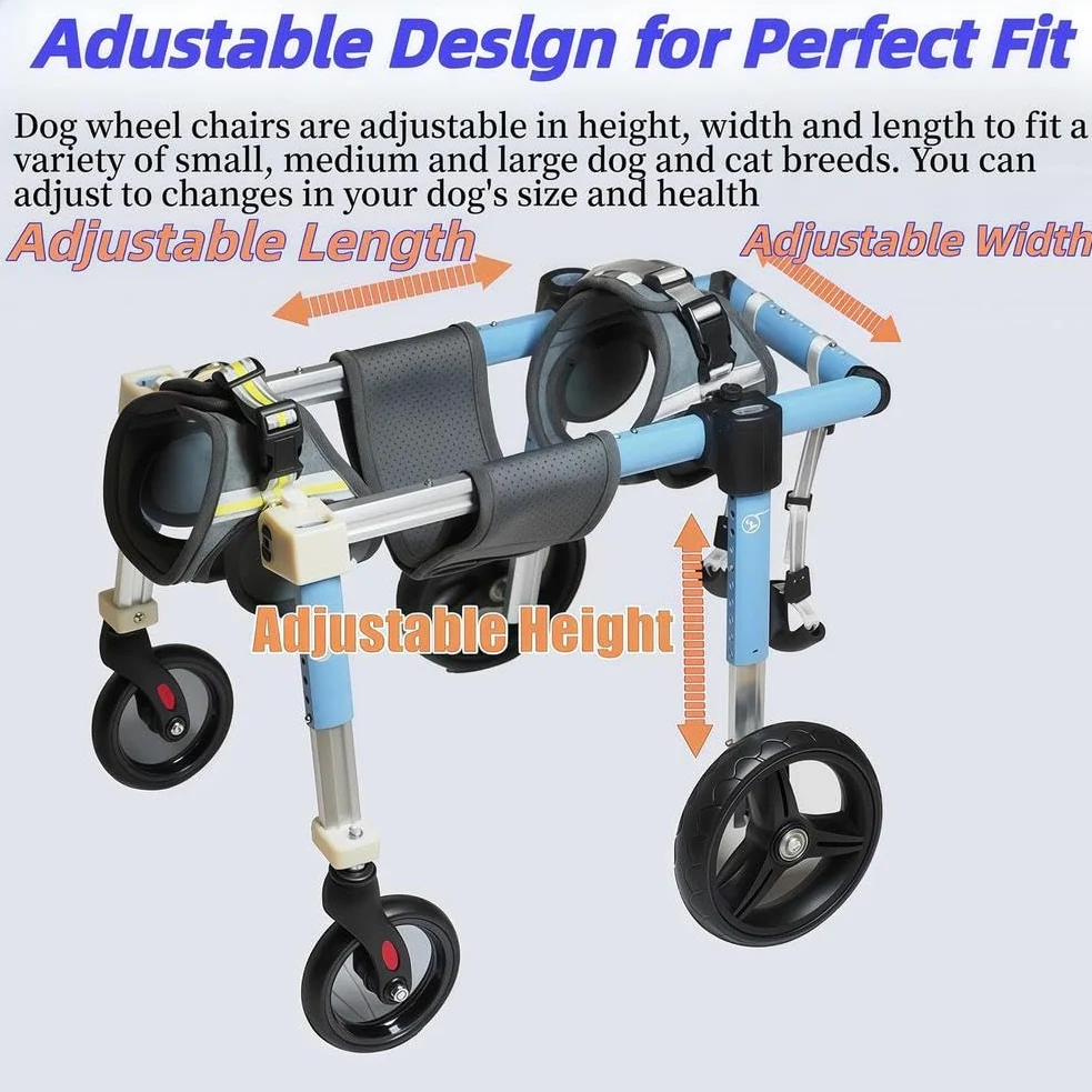 Supporto per Gambe Regolabile per Sedia A Rotelle per Cani A 4 Ruote, Sedia A Rotelle per Gambe Posteriori per Cani, Ausilio per La Mobilità A Supporto Completo