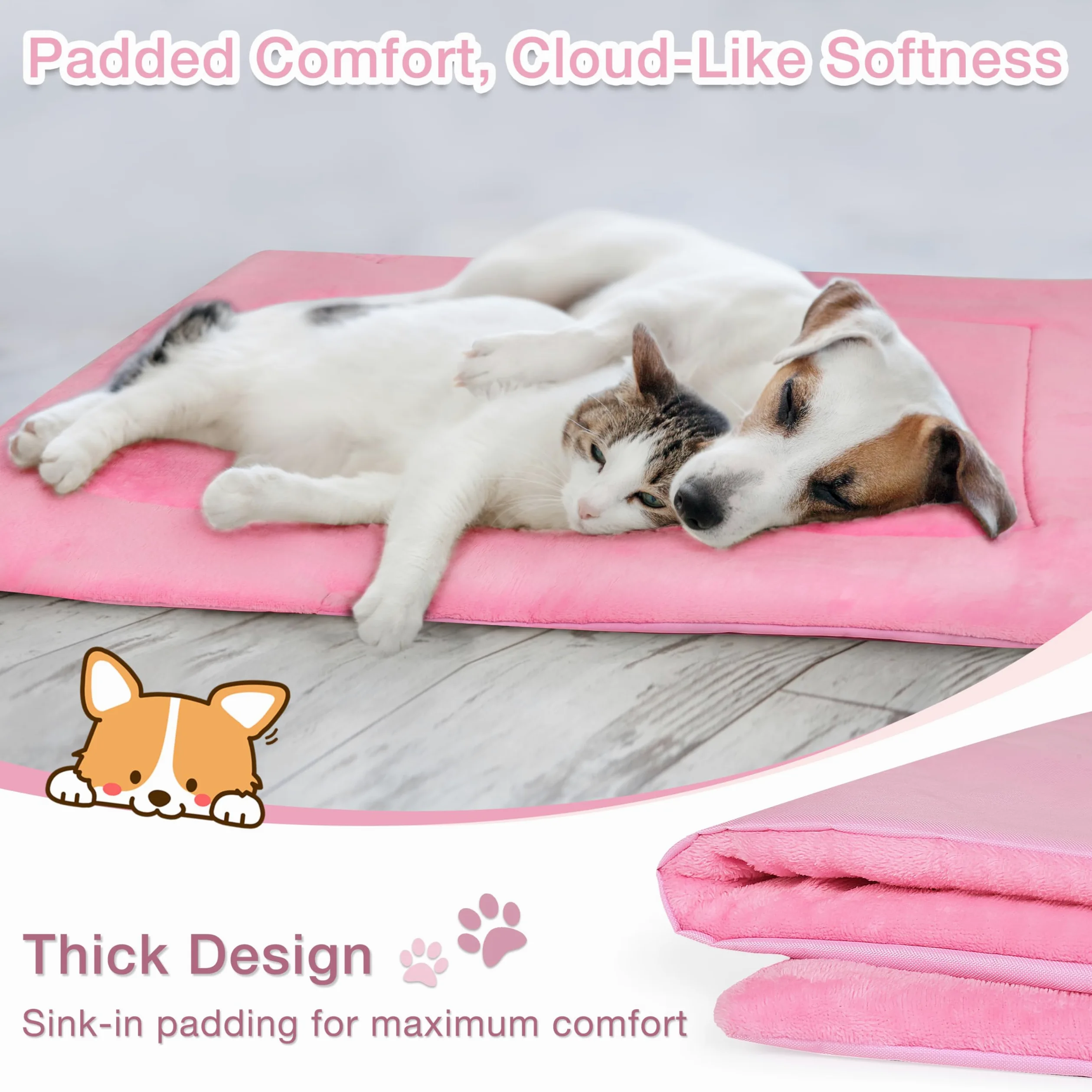 Coperta Impermeabile per Cani da Viaggio 80 x 60 cm, Tappetino per Cani da Esterno, Cuscino Lavabile per Cani da Portare Via, Letto Pieghevole per Cani da Viaggio, Auto, Campeggio, Rosa