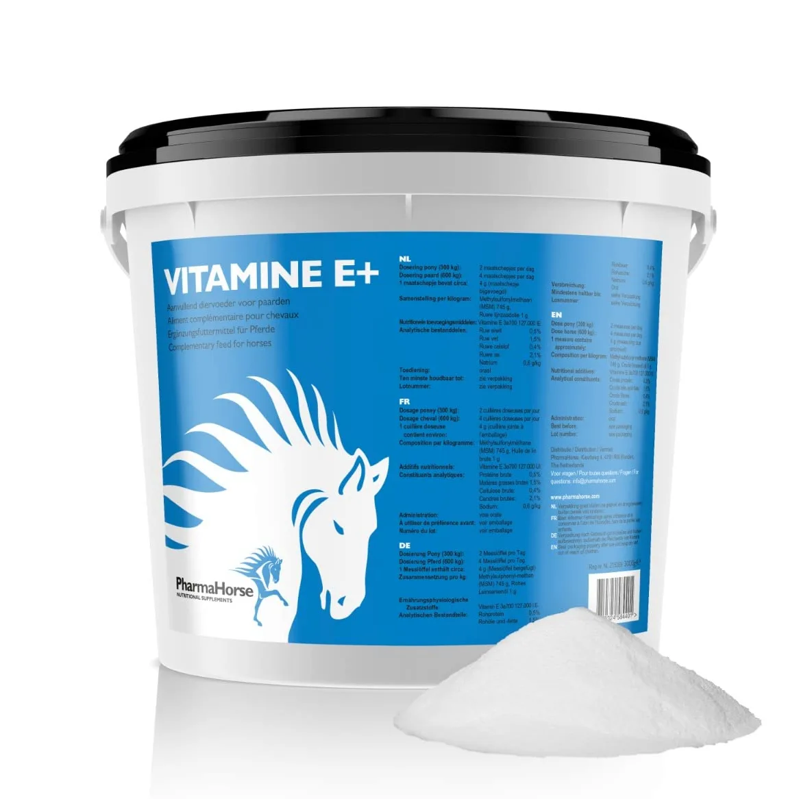 PharmaHorse Vitamina E+ | Sistema immunitario Naturale | 100% Senza doping | Alto dosaggio | 3000 Grammi