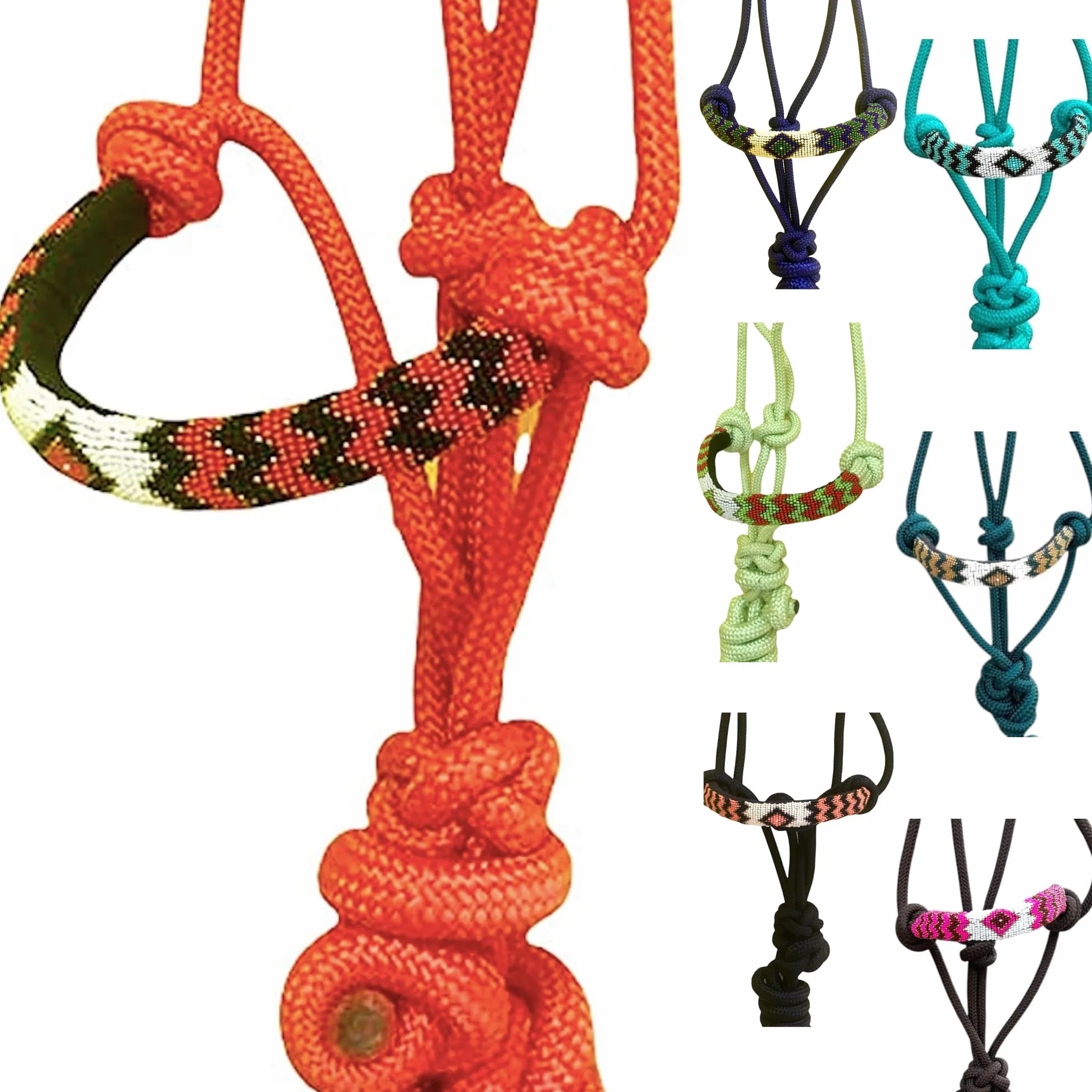 Majestic Ally Capezza imbottita in corda intrecciata con perline e guinzaglio abbinato da 25,4 m (rosso)