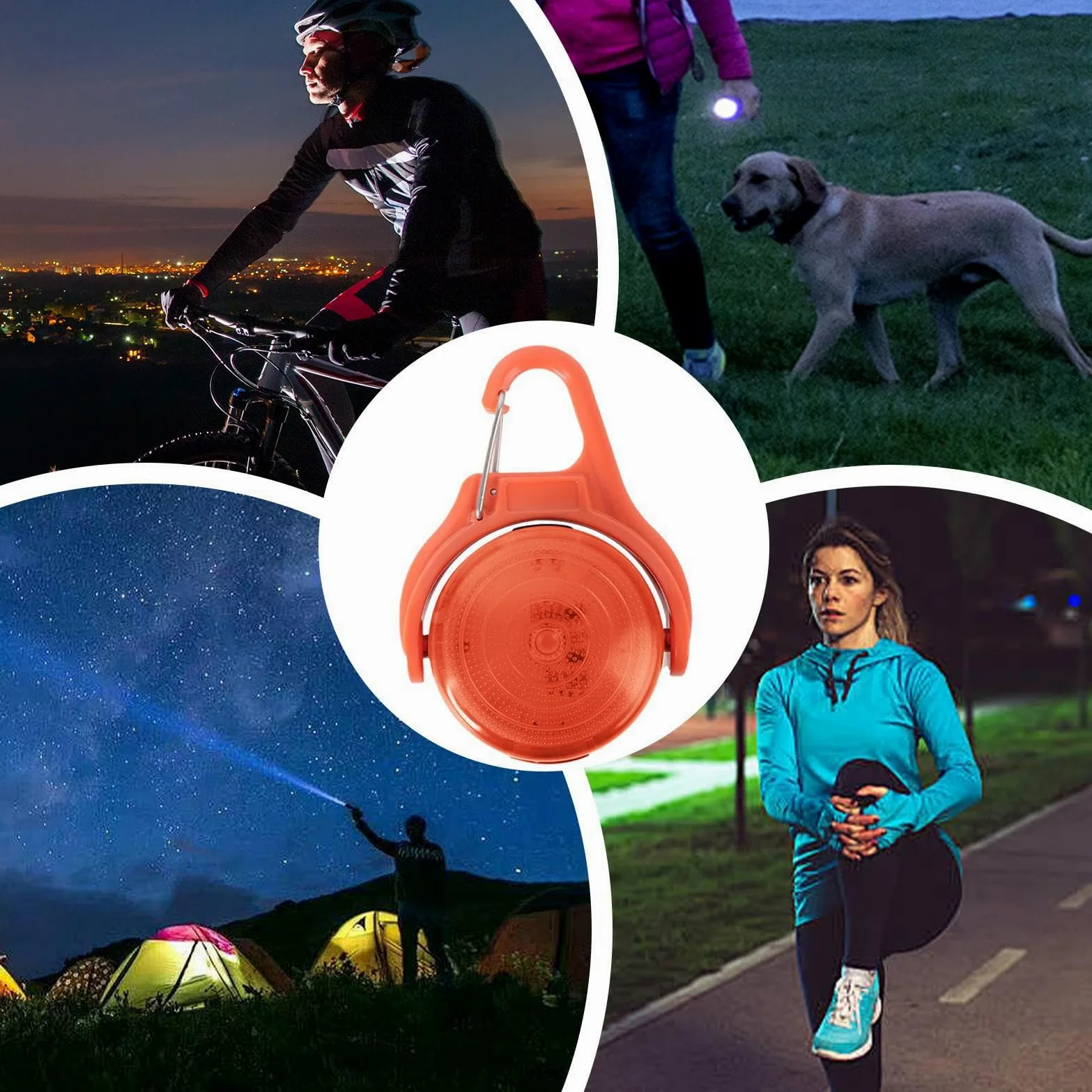 Lampada da passeggio per cani ricaricabile,luci per collare per cani | Luce per collare per animali ricaricabile tramite USB - Torcia per cani multiuso per alpinismo, guida notturna, corsa notturna e
