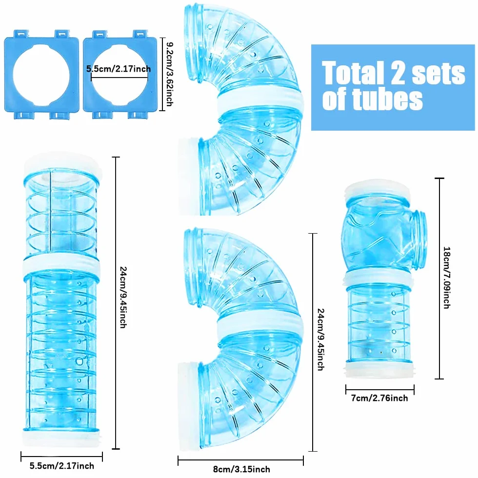 2 kit di tubi per criceti, tubo esterno per avventura nel tunnel del criceto fai-da-te, collegamento trasparente accessori per gabbie per criceti giocattolo per topi per topi per criceti Sport espandi