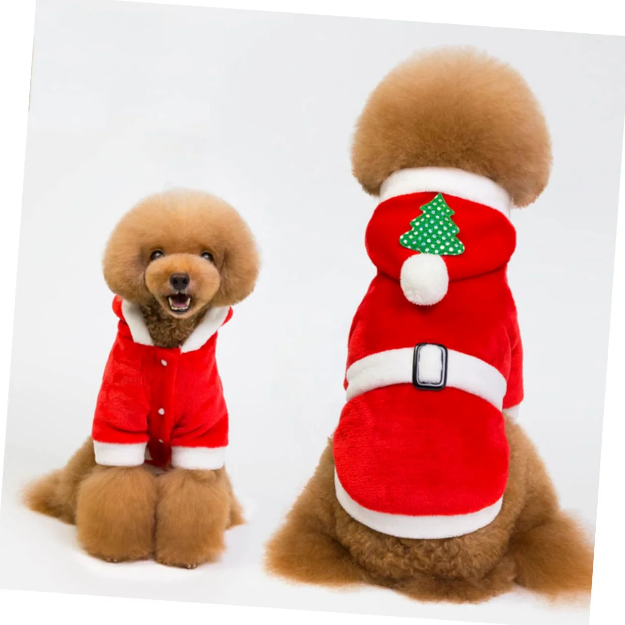 HMJGDHX 3 Pezzi Cappotto Natalizio in Flanella per Cani Abbigliamento Invernale Caldo con Cappuccio per Animali Domestici per Cani Vestito da Festa di Natale