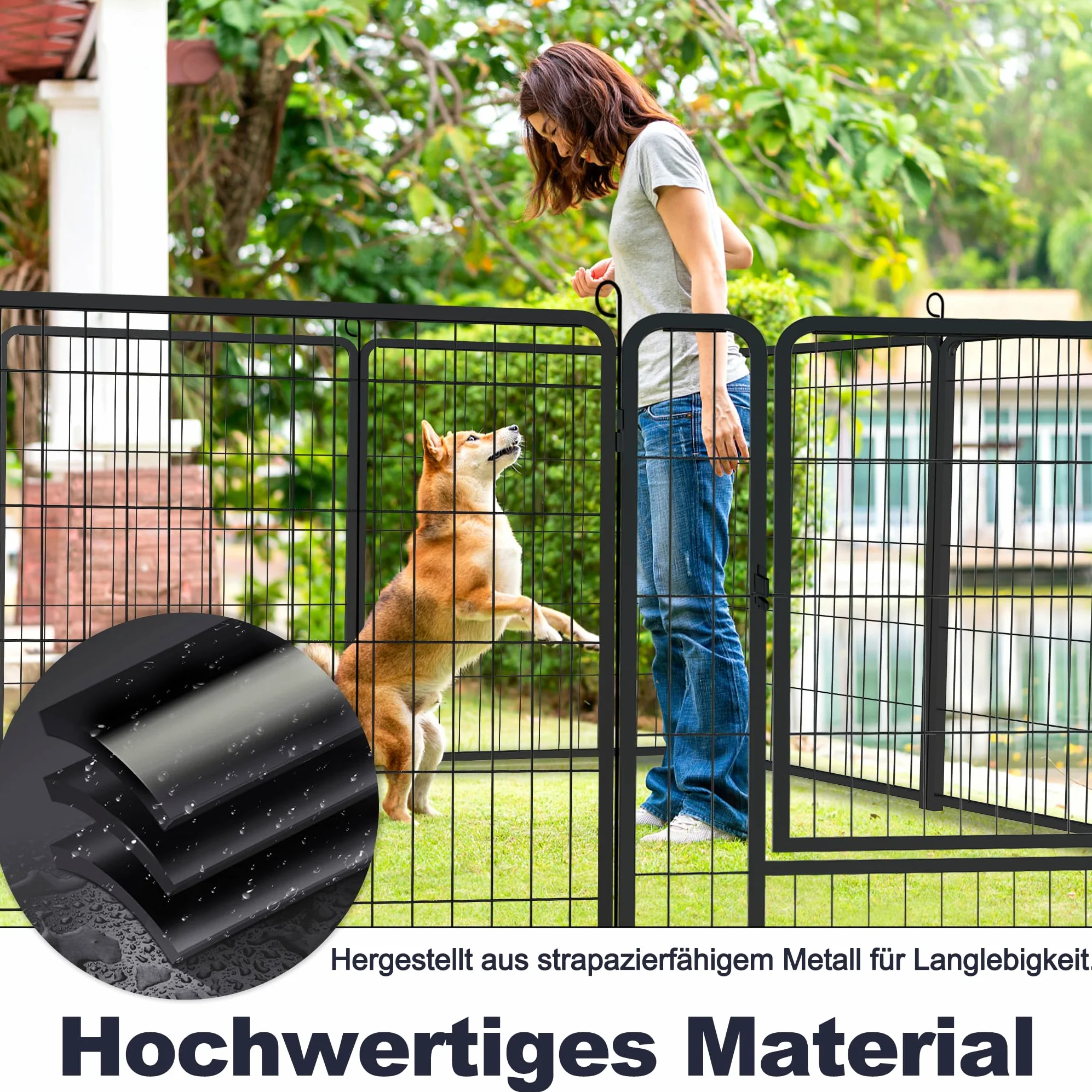 UISEBRT Recinzione per cuccioli con porta, box per cani, flessibile, pieghevole, per cani, gatti, cuccioli, conigli (65 x 80 cm, 12 pezzi)