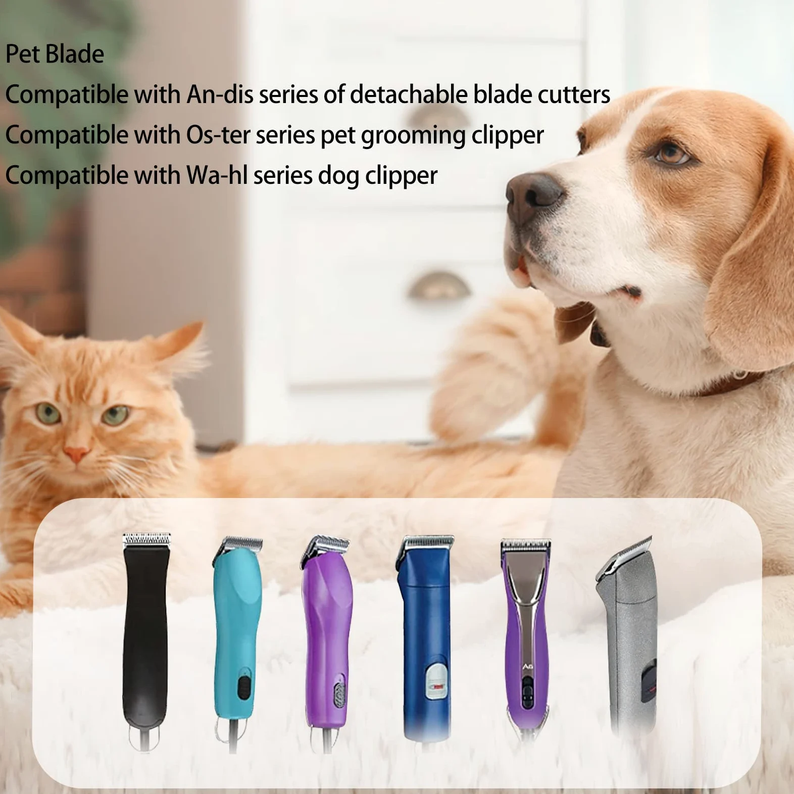 BESTBOMG Lame di Ricambio Compatibile con Oster Tosatrice per Animali, Lama in Ceramica Compatibile con Wahl Tosatrice per Cani Compatibile con Andis Tosatrice(7FC 3,2 mm)