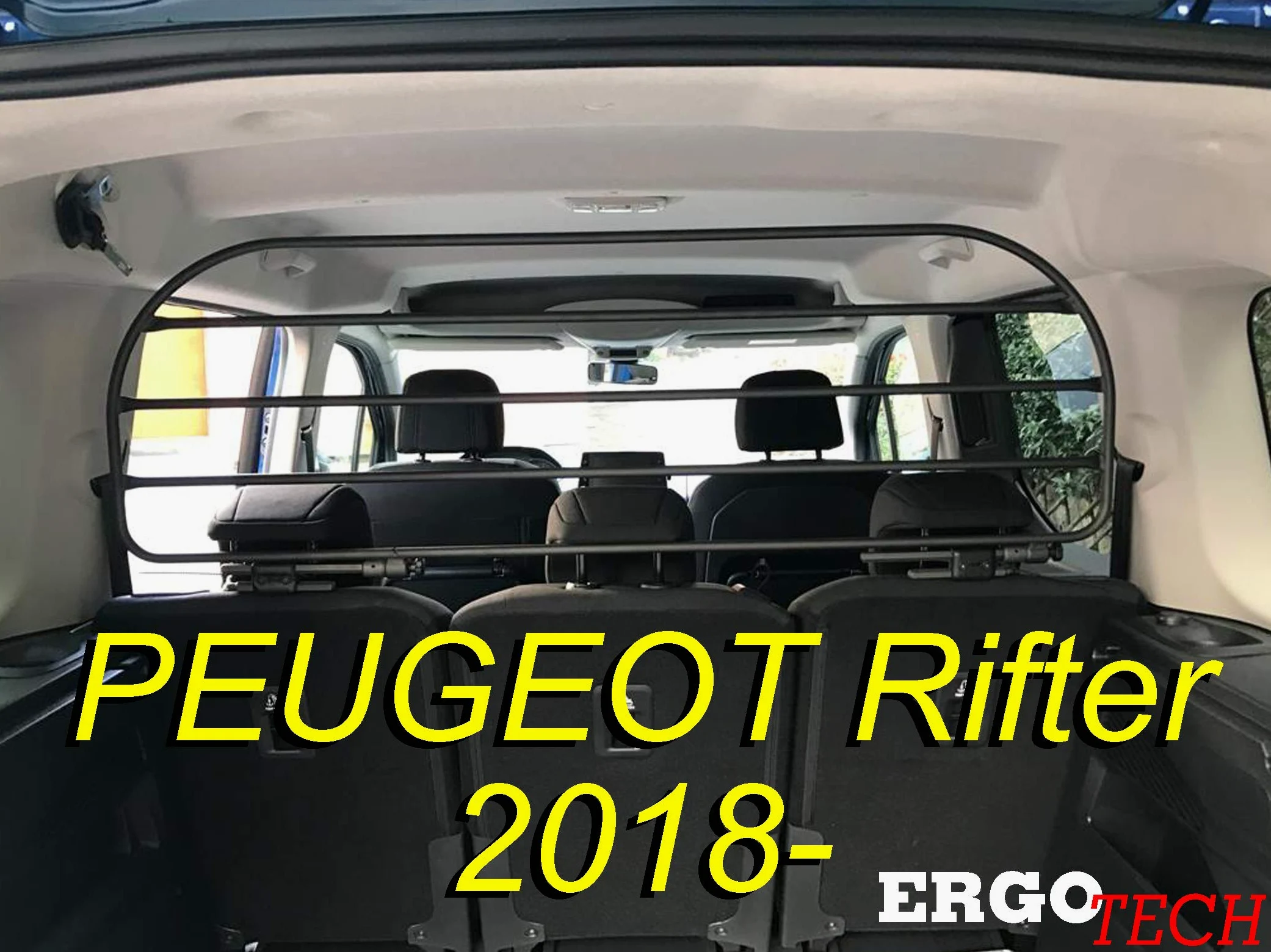 ERGOTECH Divisorio Griglia Rete Divisoria per Peugeot Rifter (dal 2018 in Poi) RDA65HBG-XXL, per Trasporto Cani e Bagagli