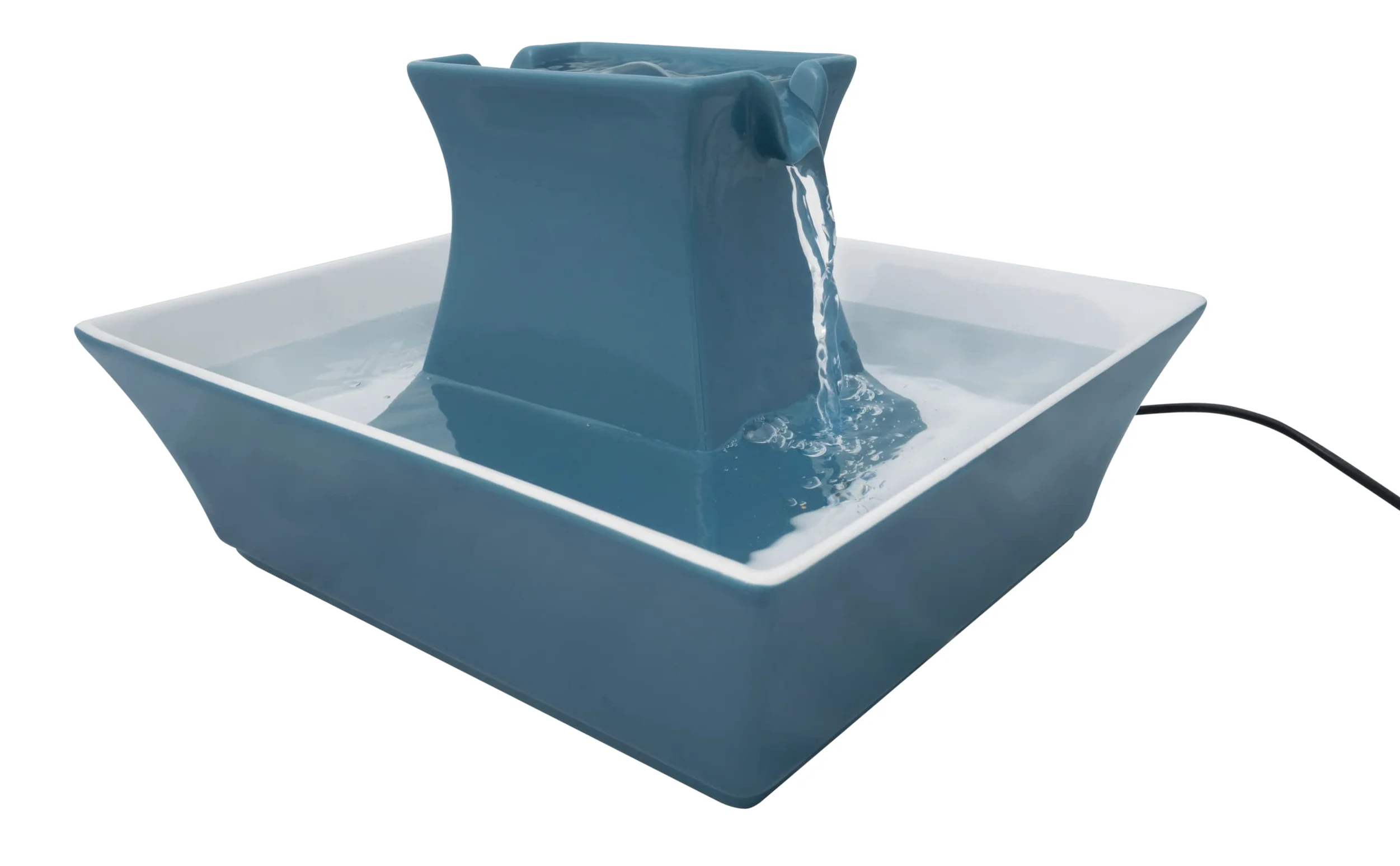 PetSafe Drinkwell Pagoda - Fontana per Bere per Cani e Gatti in Ceramica, Design Minimalista per Uso Domestico e Capacità di 2 Litri - Blu