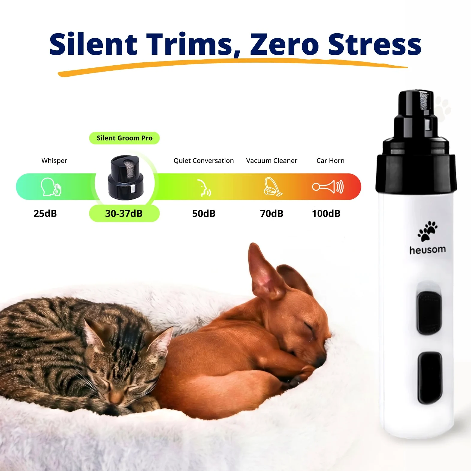 Silent Groom Pro Tagliaunghie per animali domestici | Tagliaunghie silenzioso per cani, gatti e altri animali | Toelettatura delle unghie sicura e senza stress, ideale per cani sensibili di