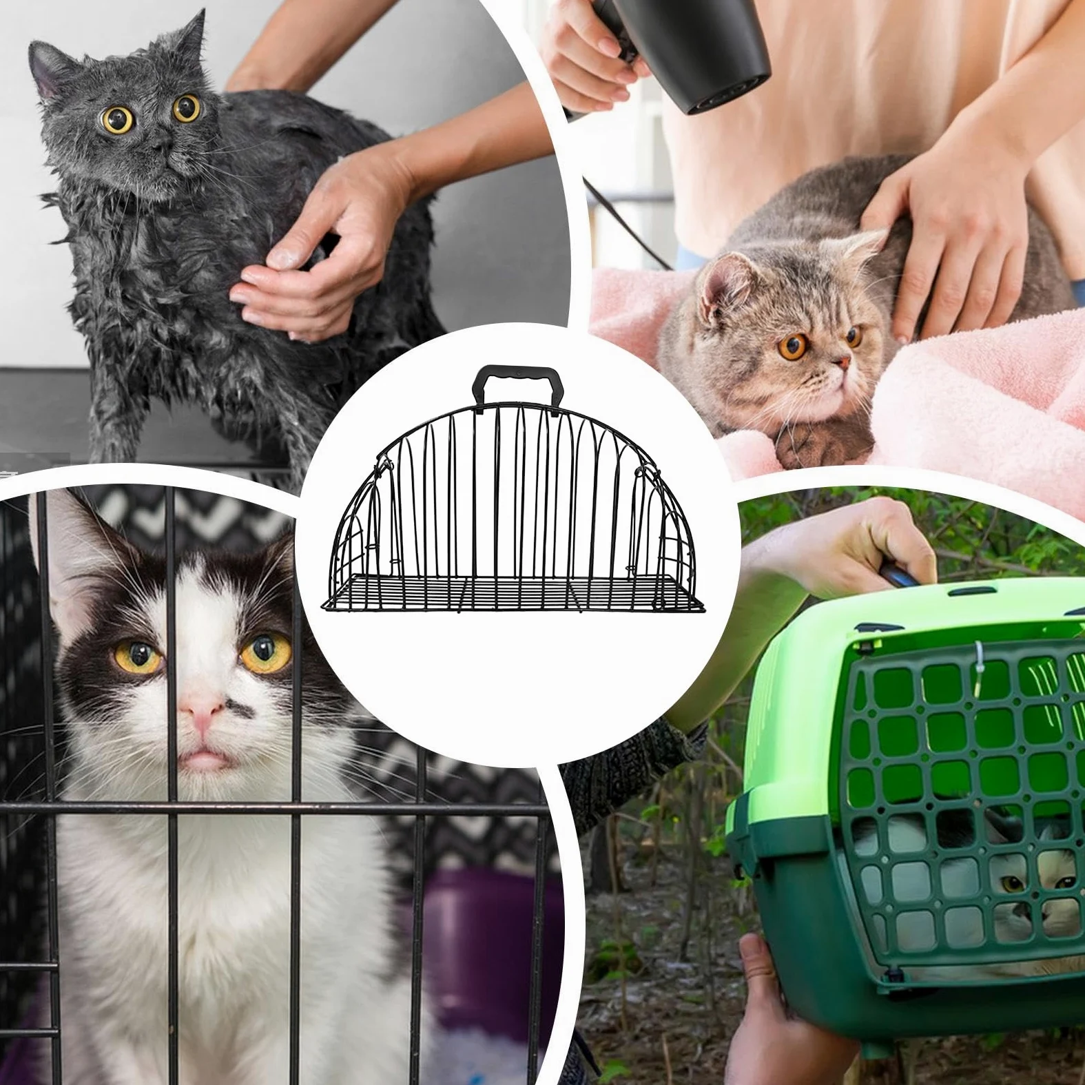Gabbie per gatti da interni, gabbia per la toelettatura e il bagno del gatto, strumento in rete per lavare animali domestici, toelettatura, viaggi, auto, casa, cuccioli, gattini interni