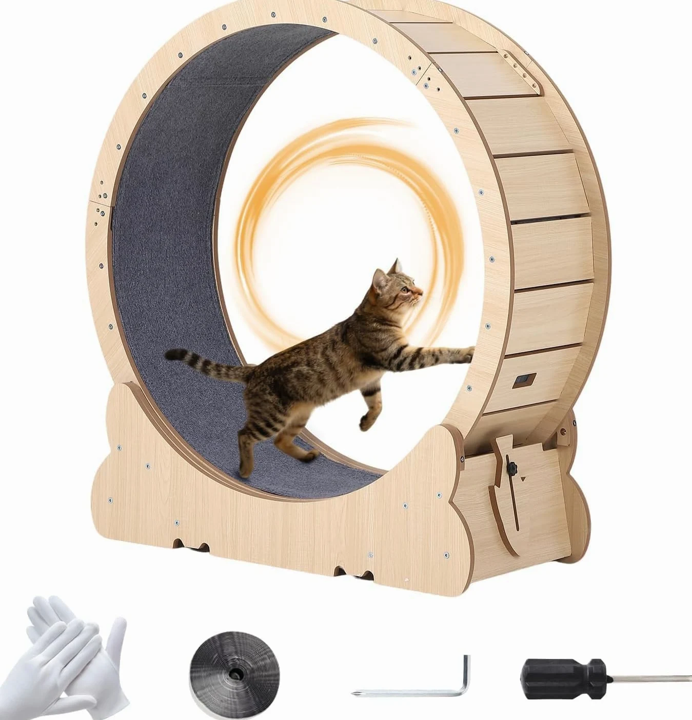 Towallmark Ruota per Gatti 90-100cm – Pannello E1 ad Alta Densità – Silenziosa, Sicura, Facile da Pulire – Per Tutte le Taglie