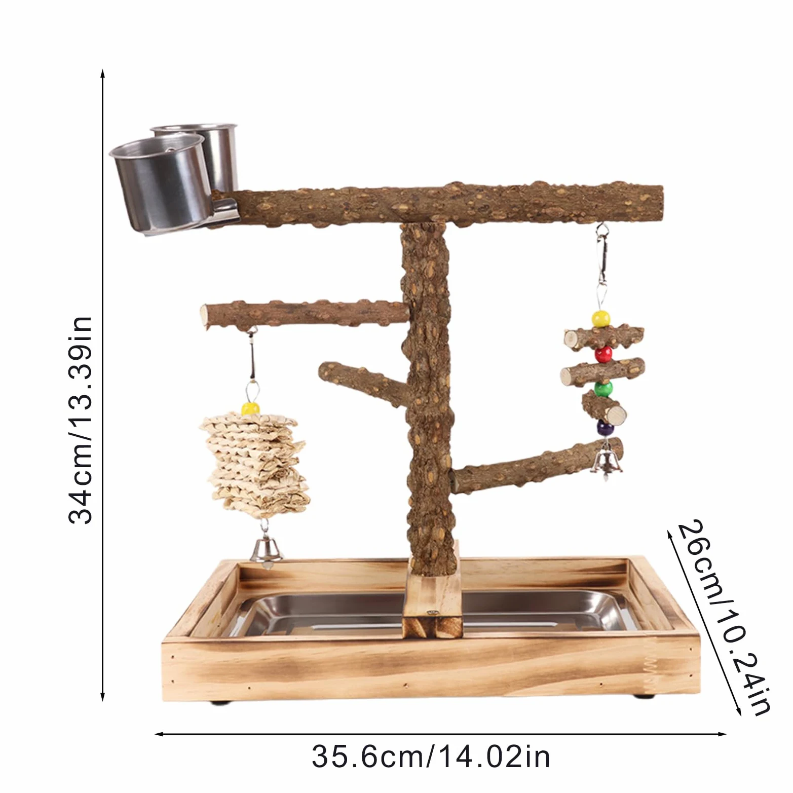 PARROT STAND - Play Parco Per Uccelli In Legno | Partet Play Stand Con Coppa Di Alimentazione, Pesce Per Pescelatura Per Uccelli, Giocattoli Da Gioco Da Ginnastica Per Palestra Per Palette Da Masticaz
