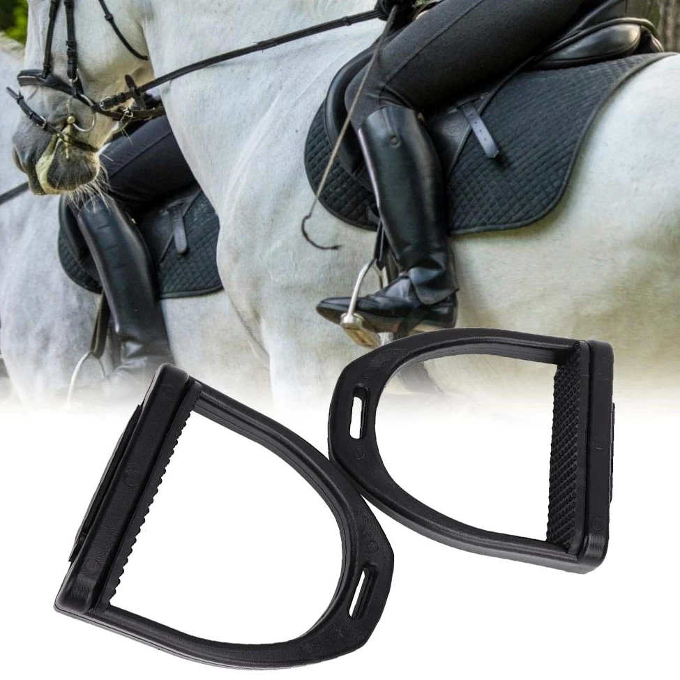 Nikou Staffe per Cavalli in plastica Accessori per Strumenti per staffe, 2 Pezzi Staffe in plastica ad Alta Resistenza con Accessori per Cuscinetti in Gomma Antiscivolo Neri, Grandi