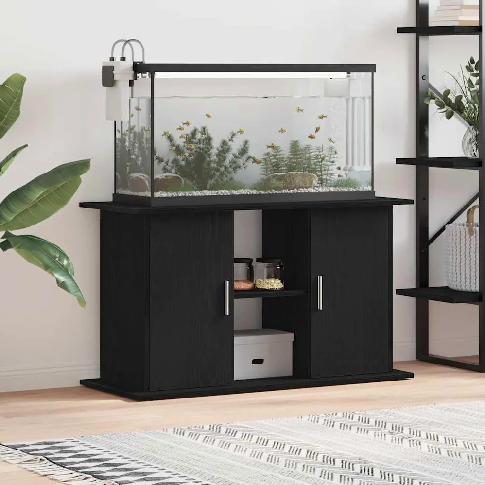 vidaXL Supporto Acquario 101x41x58 cm Legno Multistrato Rovere Nero, Mobile per Acquario, unità per Acquario, mensola per Acquario, Base per Acquario