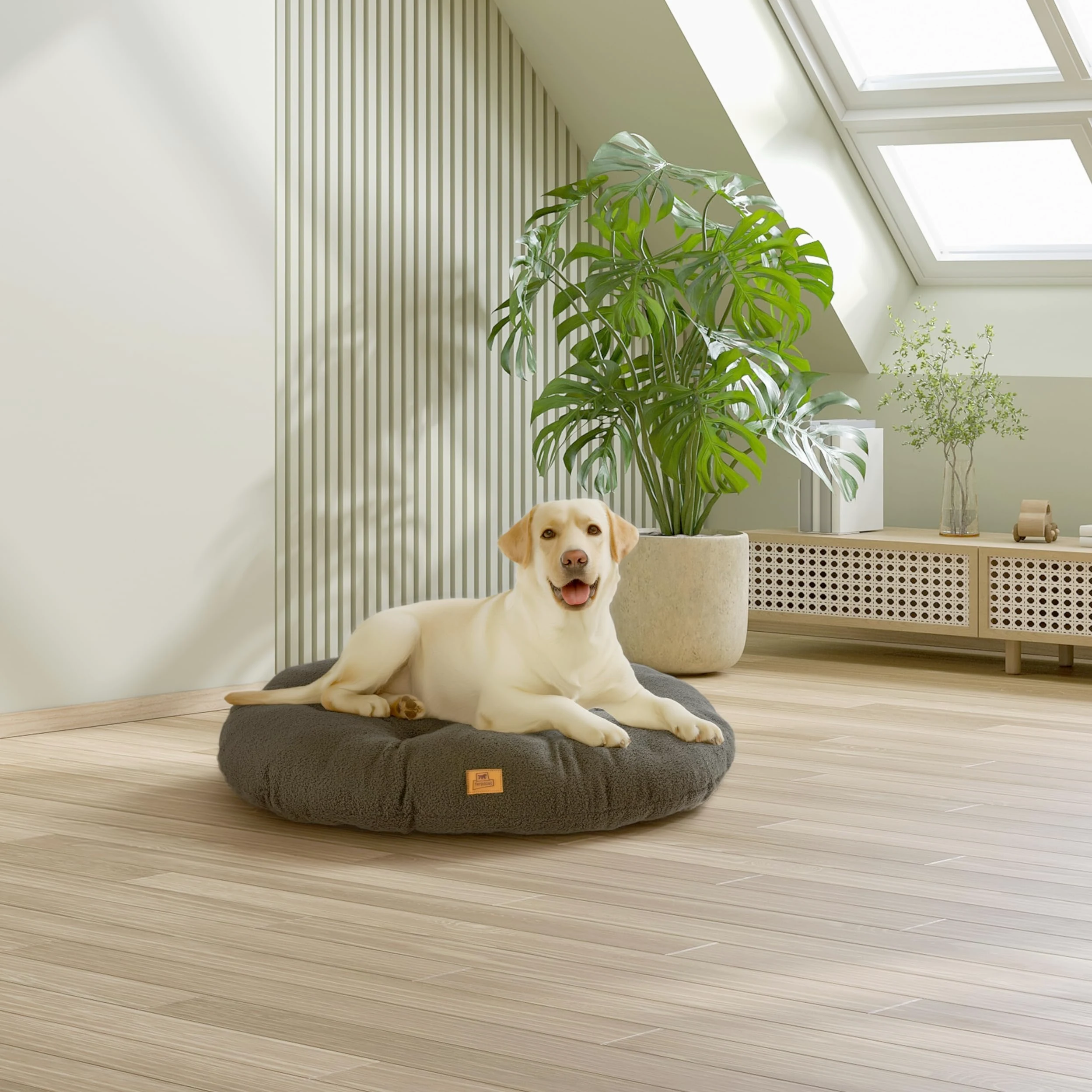 Ferplast Cuccia Cane Cuscino per Cani grandi, Cuccia Gatto, Tessuto Lavabile in Bouclé Sintetico, Imbottitura Soffice, 85 x 55 x h 5 cm. Verde